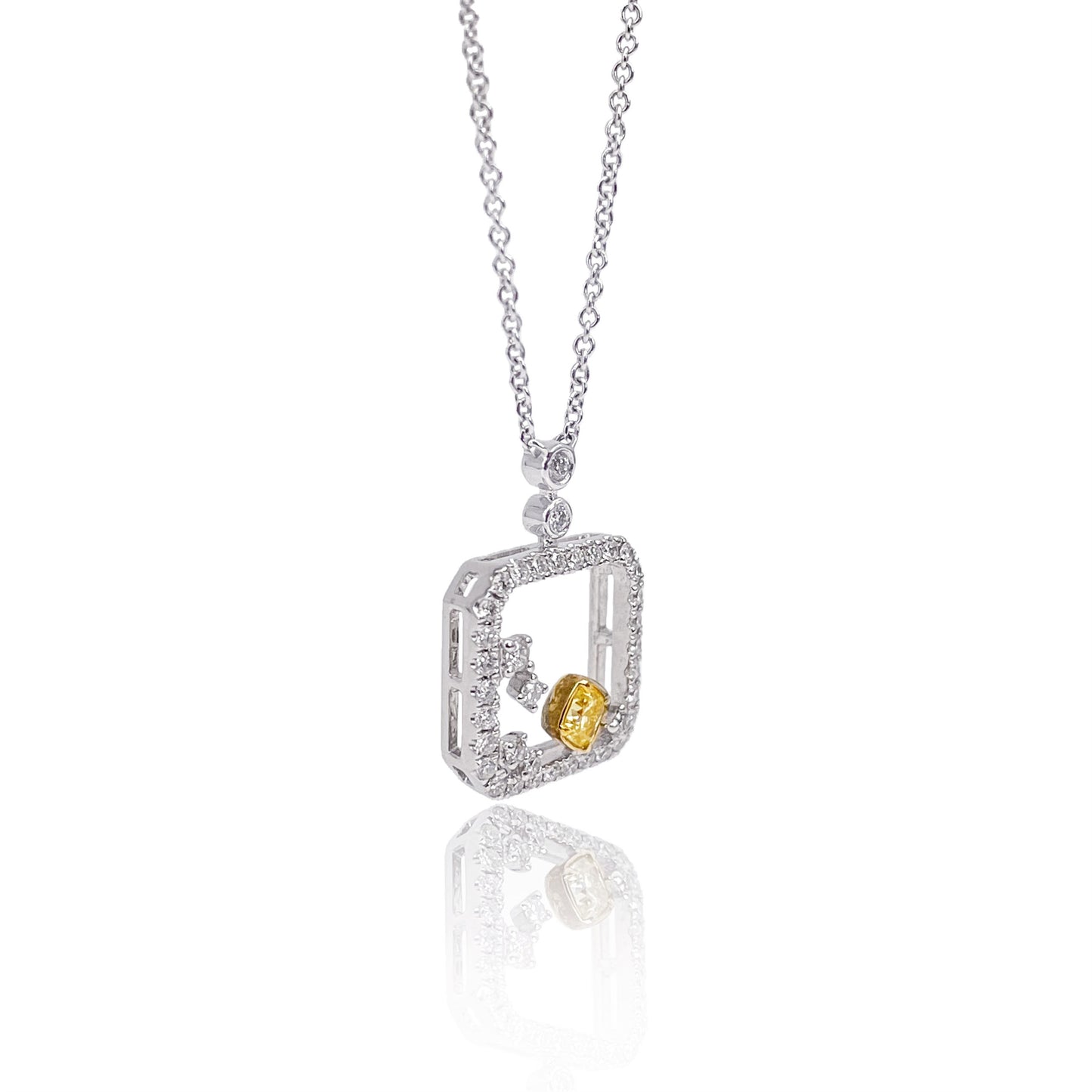 14k/18k white gold 0.36 ctw fancy yellow diamond & diamond necklace