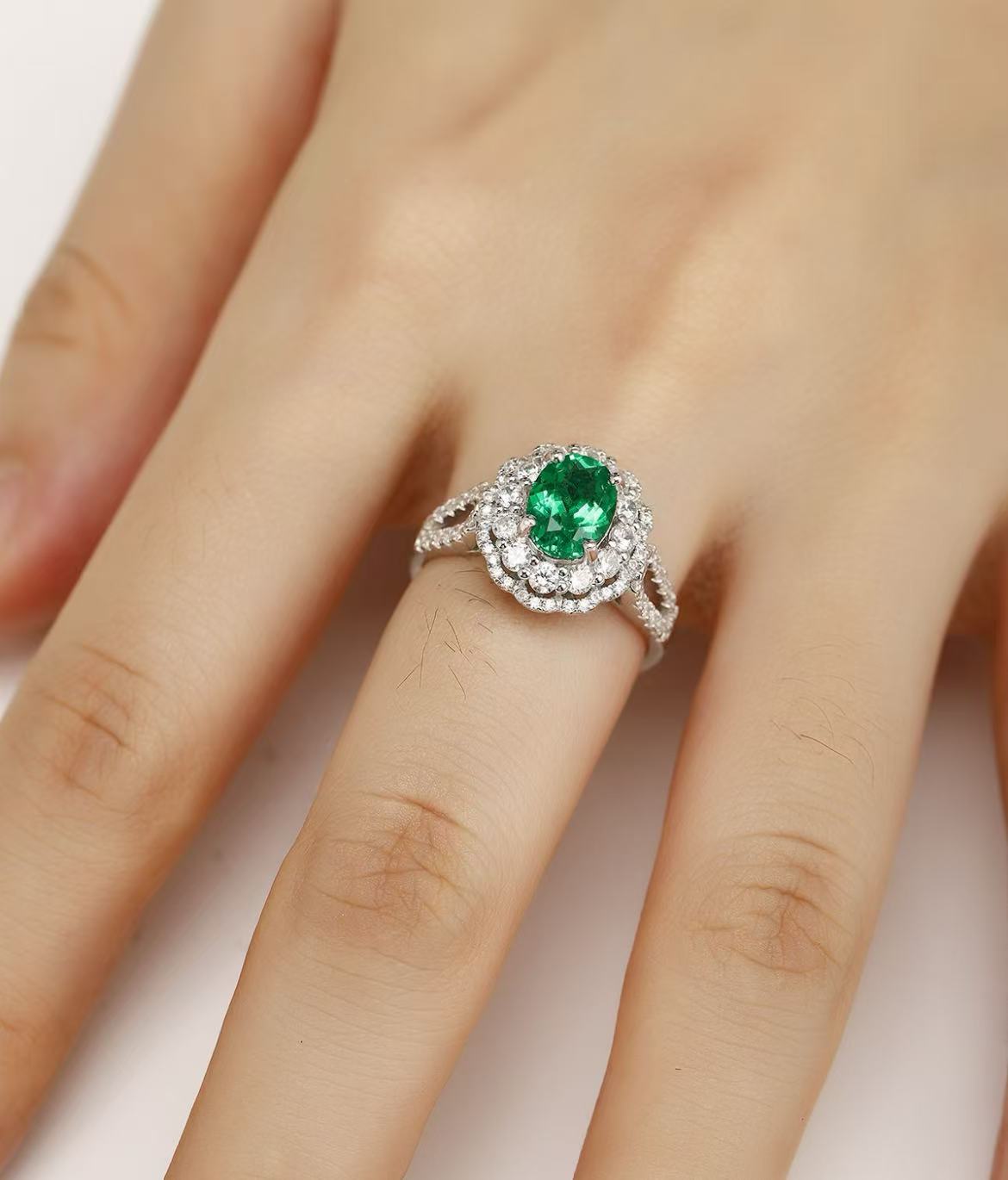 s925 sterling silver lab paraiba/sapphire/ruby/emerald & cz diamond ring