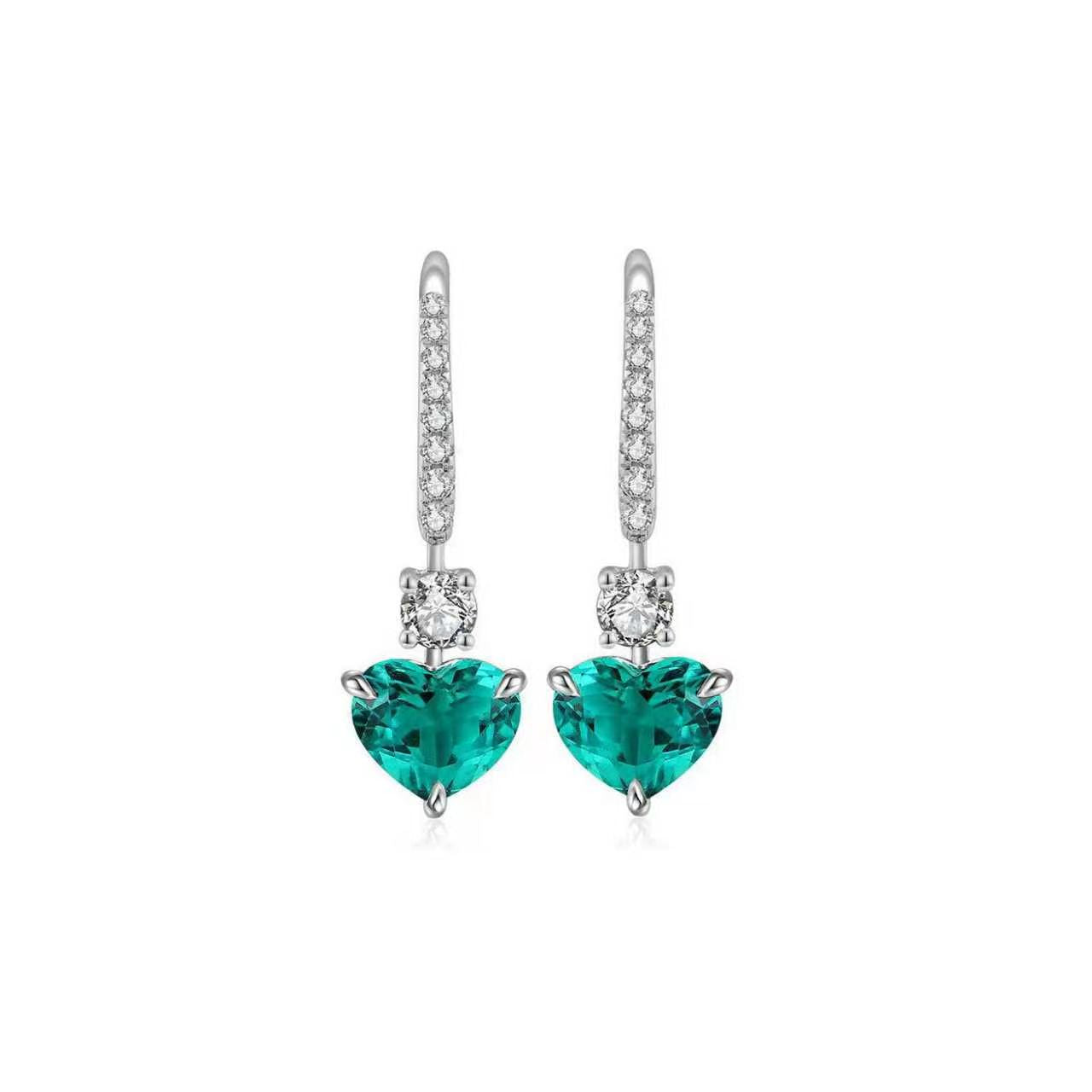 s925 sterling silver lab paraiba/ruby/sapphire/emerald & cz diamond earrings