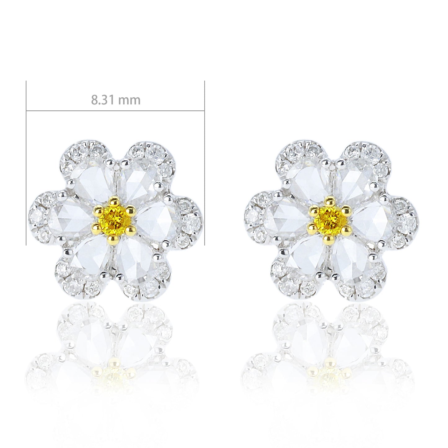 14k/18k gold 0.47 ctw yellow diamond&diamond stud earrings