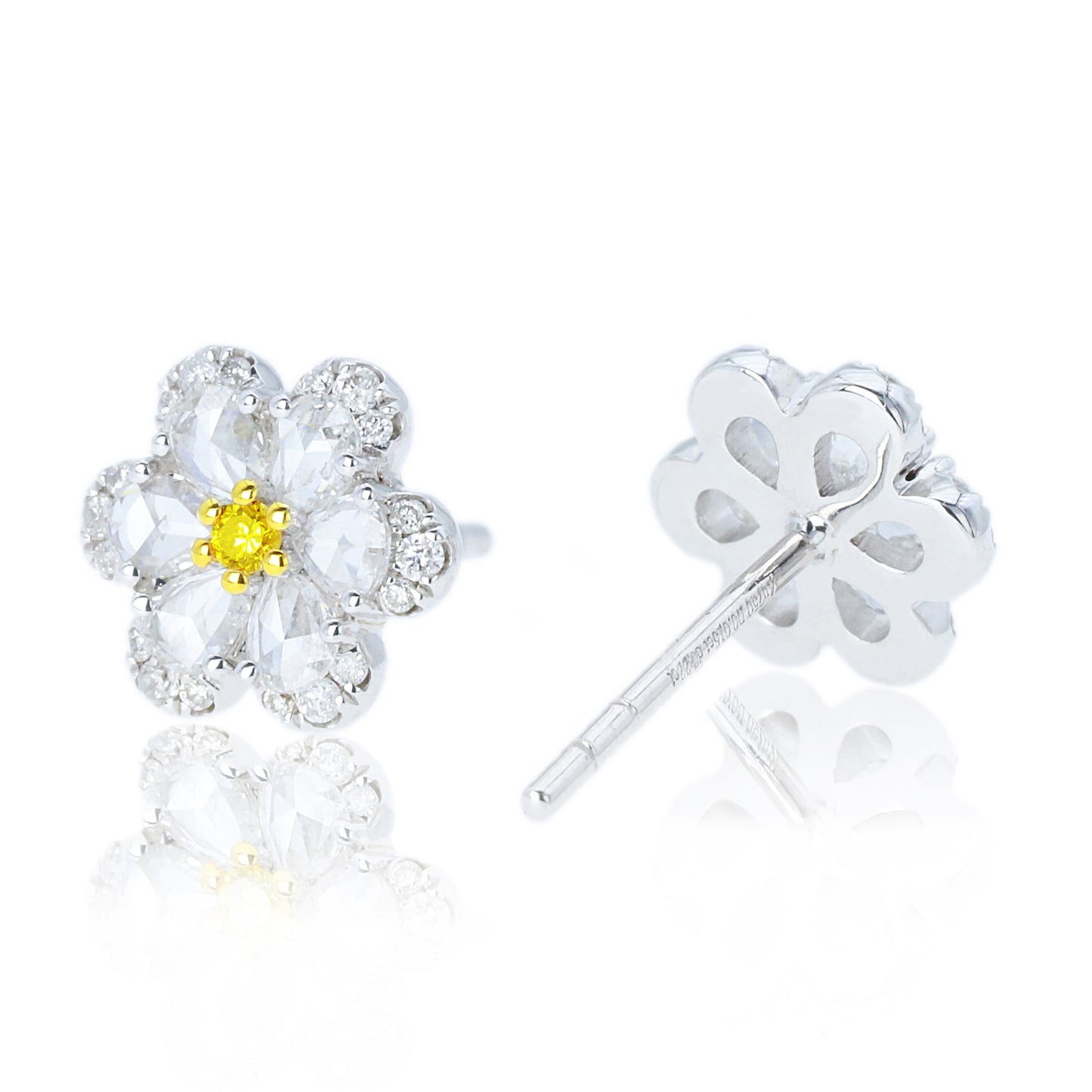 14k/18k gold 0.47 ctw yellow diamond&diamond stud earrings