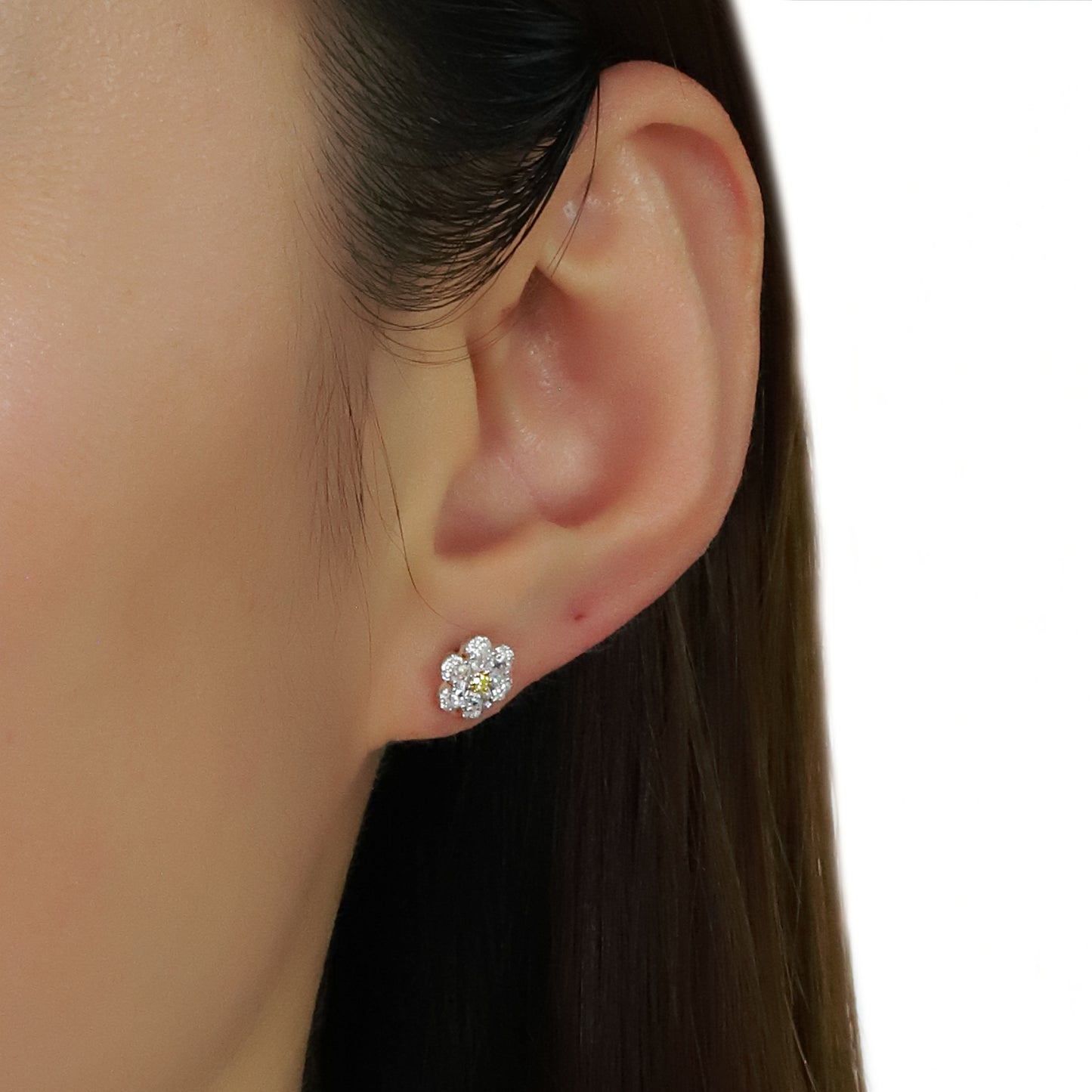 14k/18k gold 0.47 ctw yellow diamond&diamond stud earrings