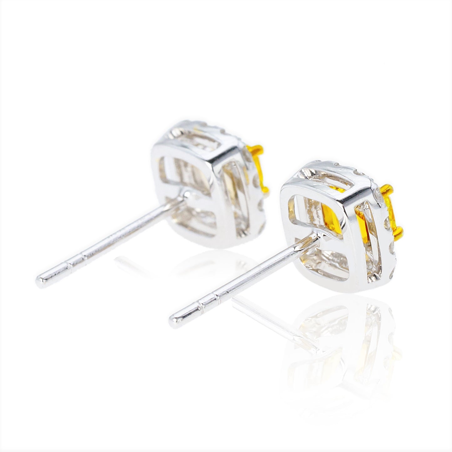 14k/18k gold 0.55 ctw yellow diamond&diamond stud earrings