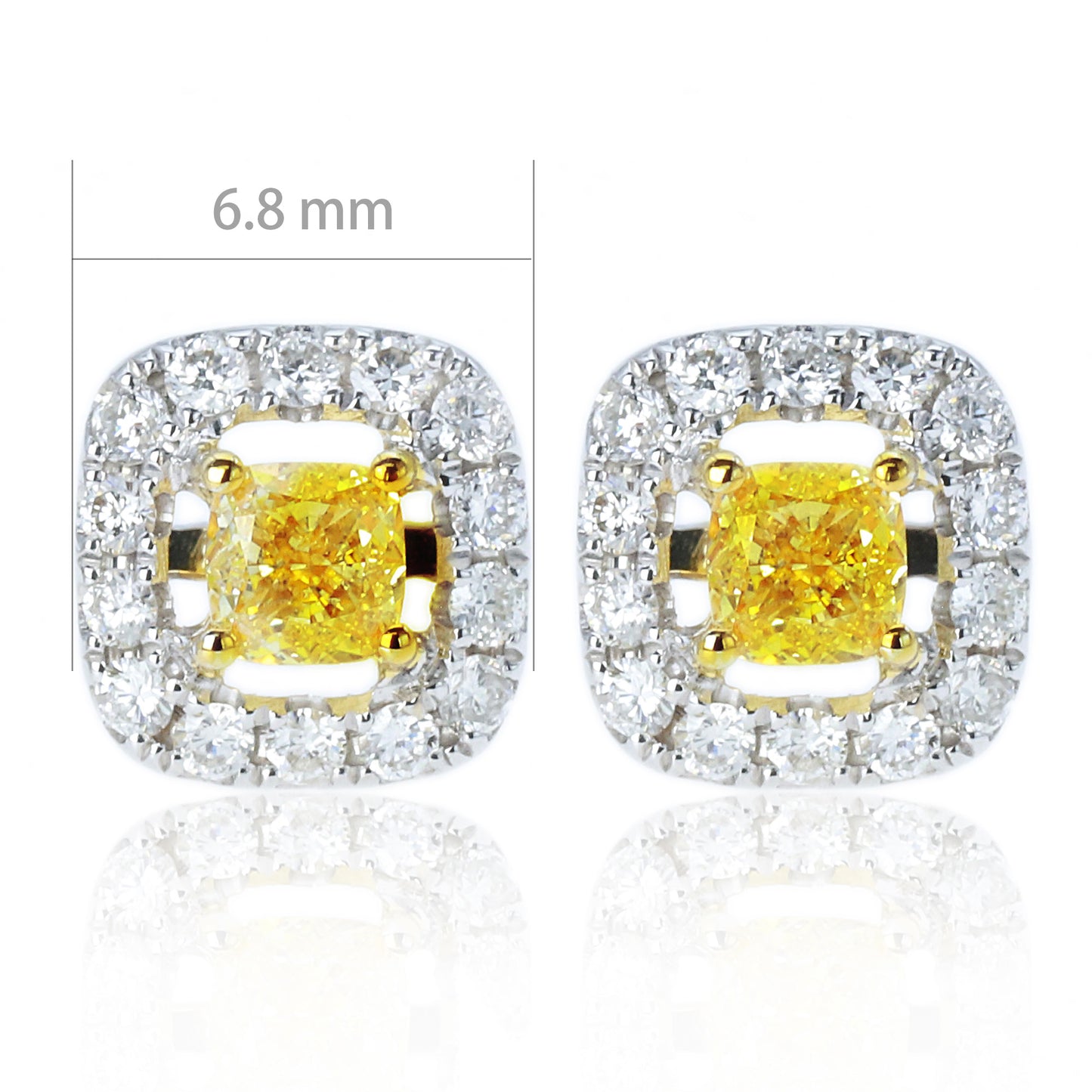 14k/18k gold 0.55 ctw yellow diamond&diamond stud earrings