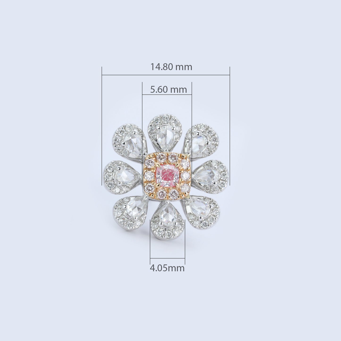 14k gold 1.34 ctw natural fancy pink diamond & diamond earrings