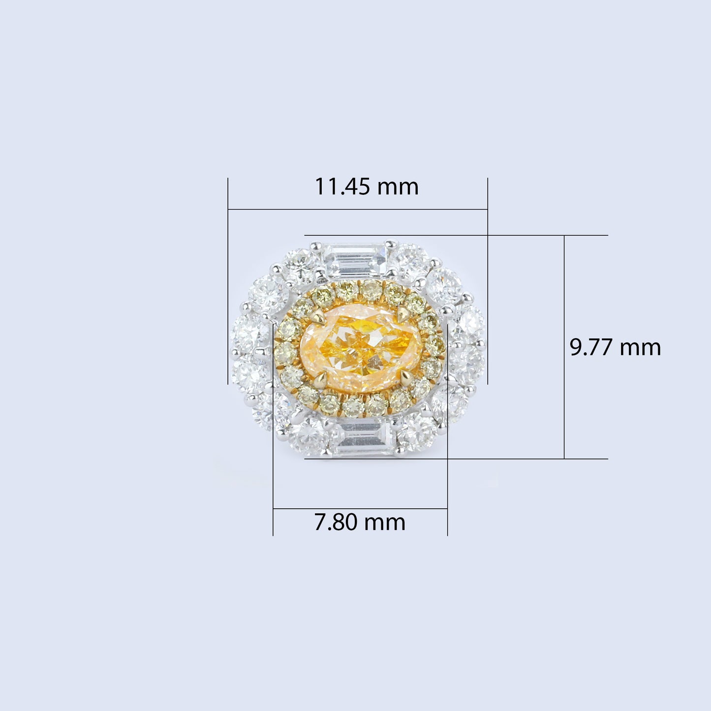 14k gold 2.04 ctw natural fany yellow diamond & diamond earrings