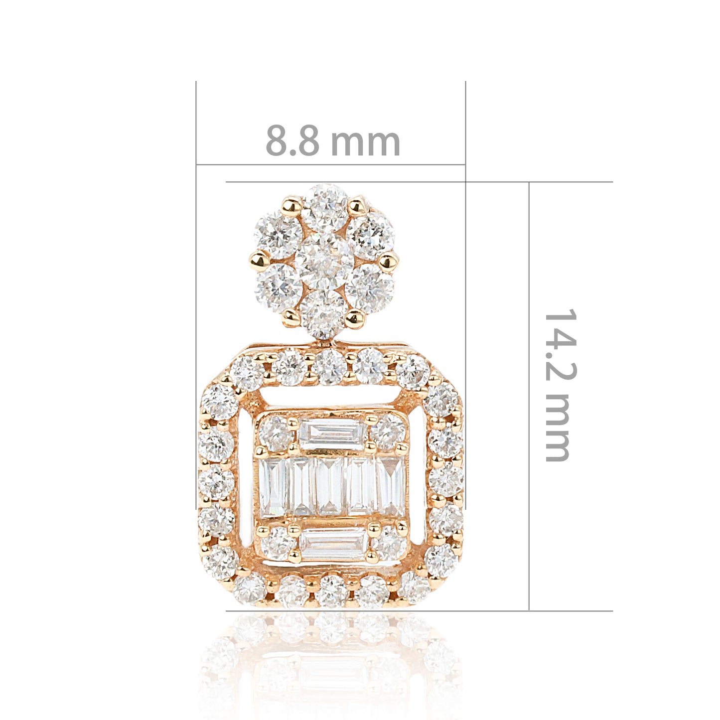 14k/18k rose gold 0.78 ctw h diamond dangle earrings