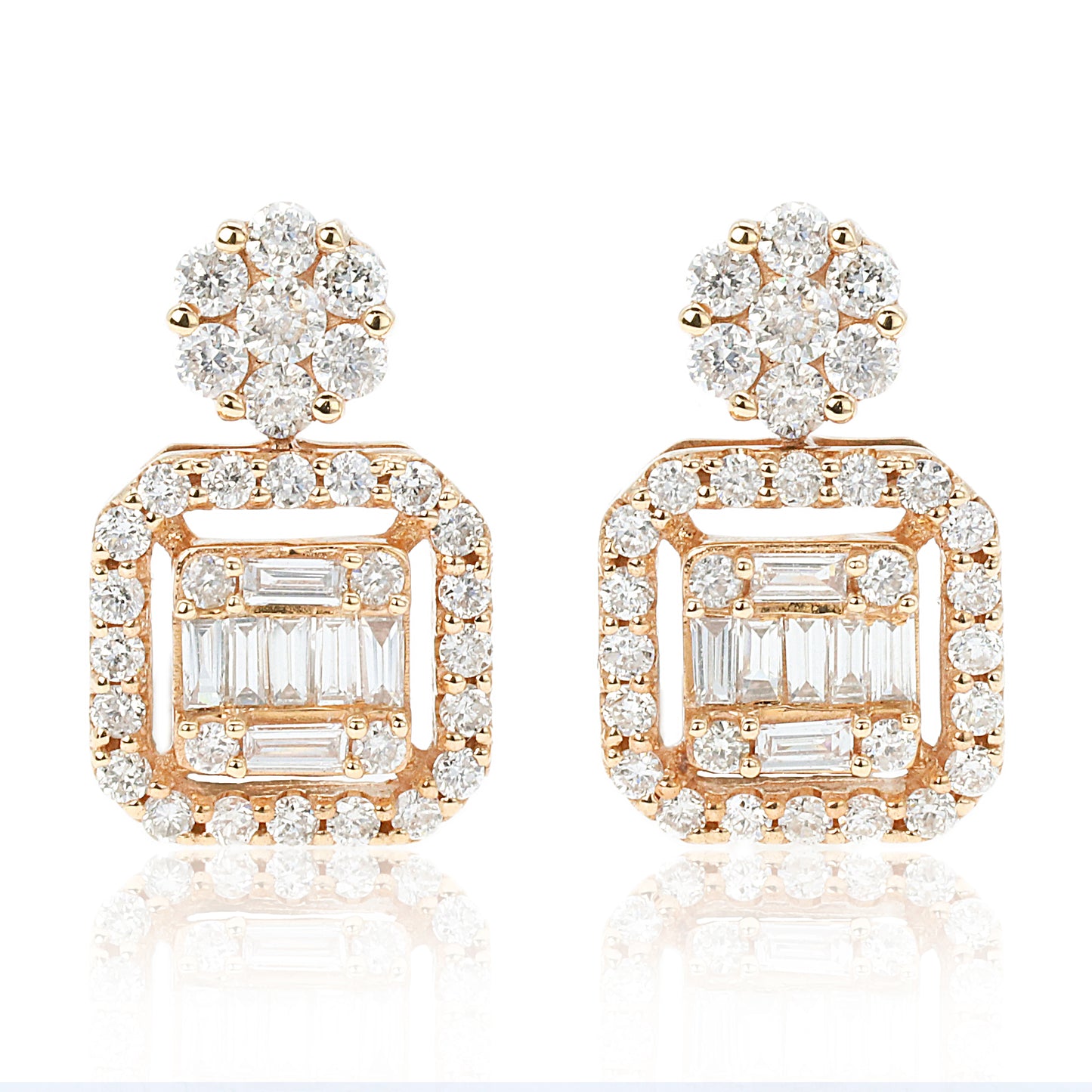14k/18k rose gold 0.78 ctw h diamond dangle earrings