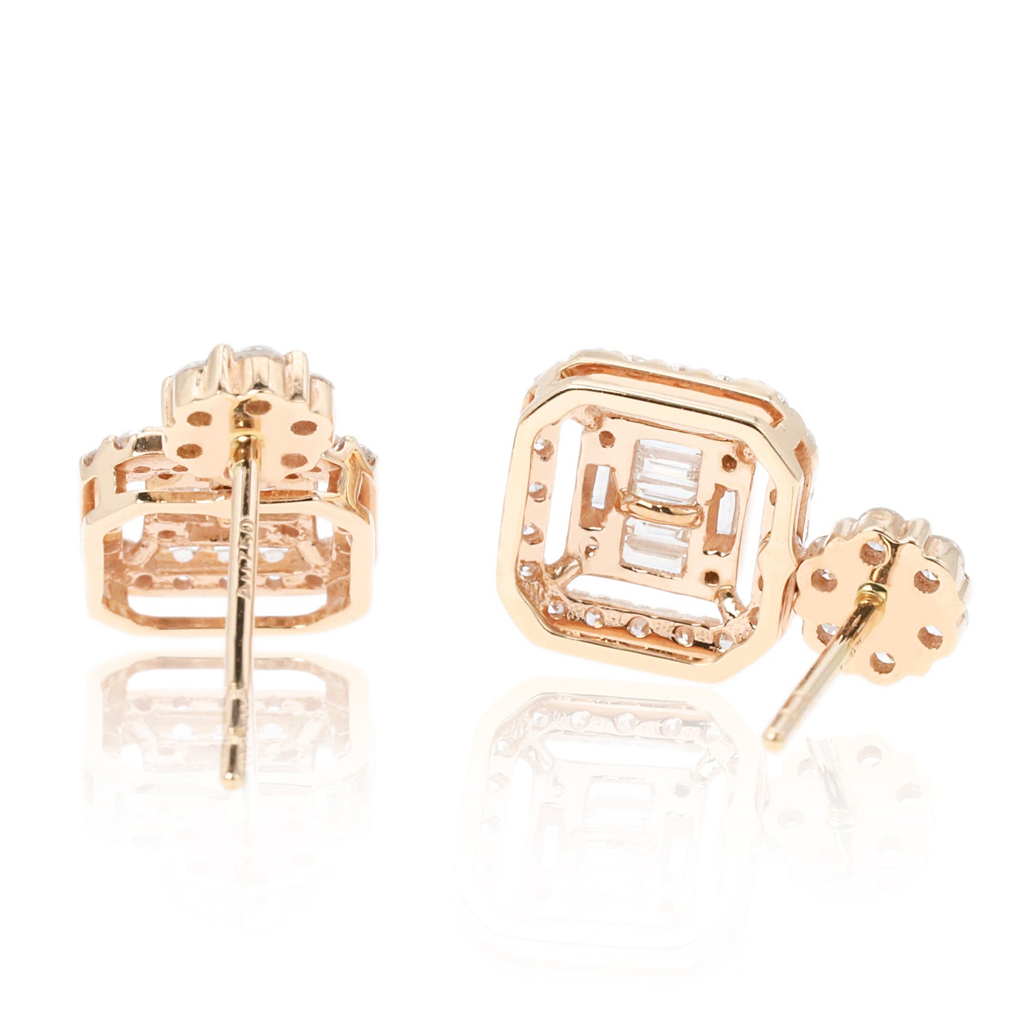 14k/18k rose gold 0.78 ctw h diamond dangle earrings