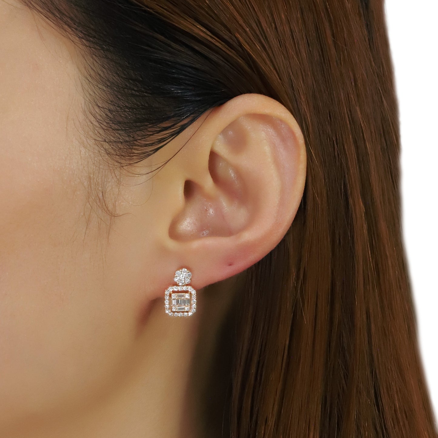 14k/18k rose gold 0.78 ctw h diamond dangle earrings