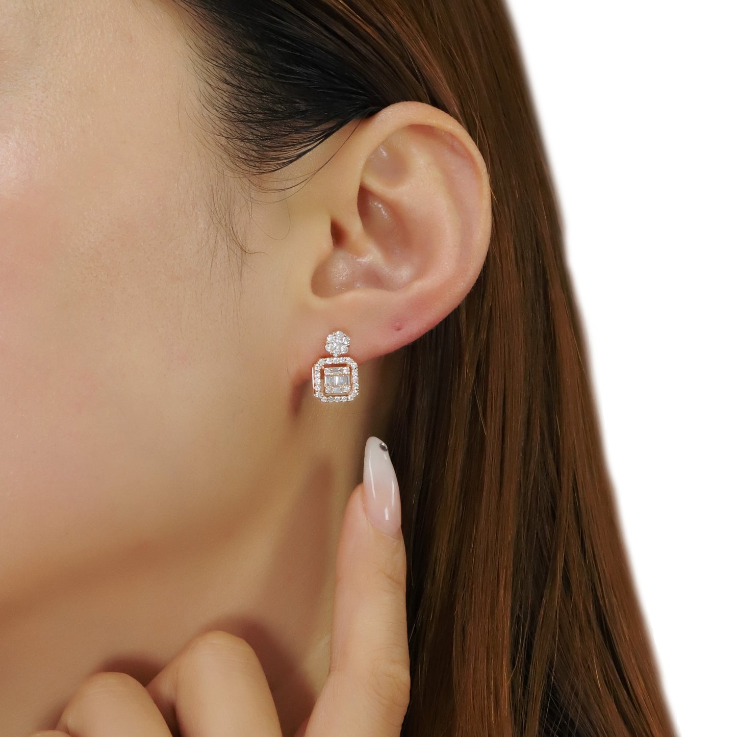 14k/18k rose gold 0.78 ctw h diamond dangle earrings