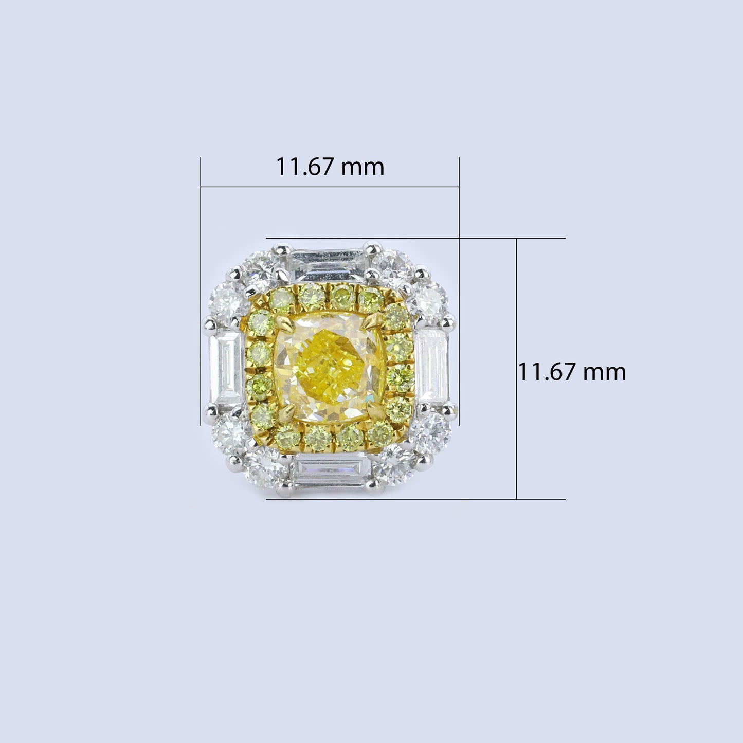 14k/18k gold 3.22 ctw natural yellow diamond & diamond stud earrings