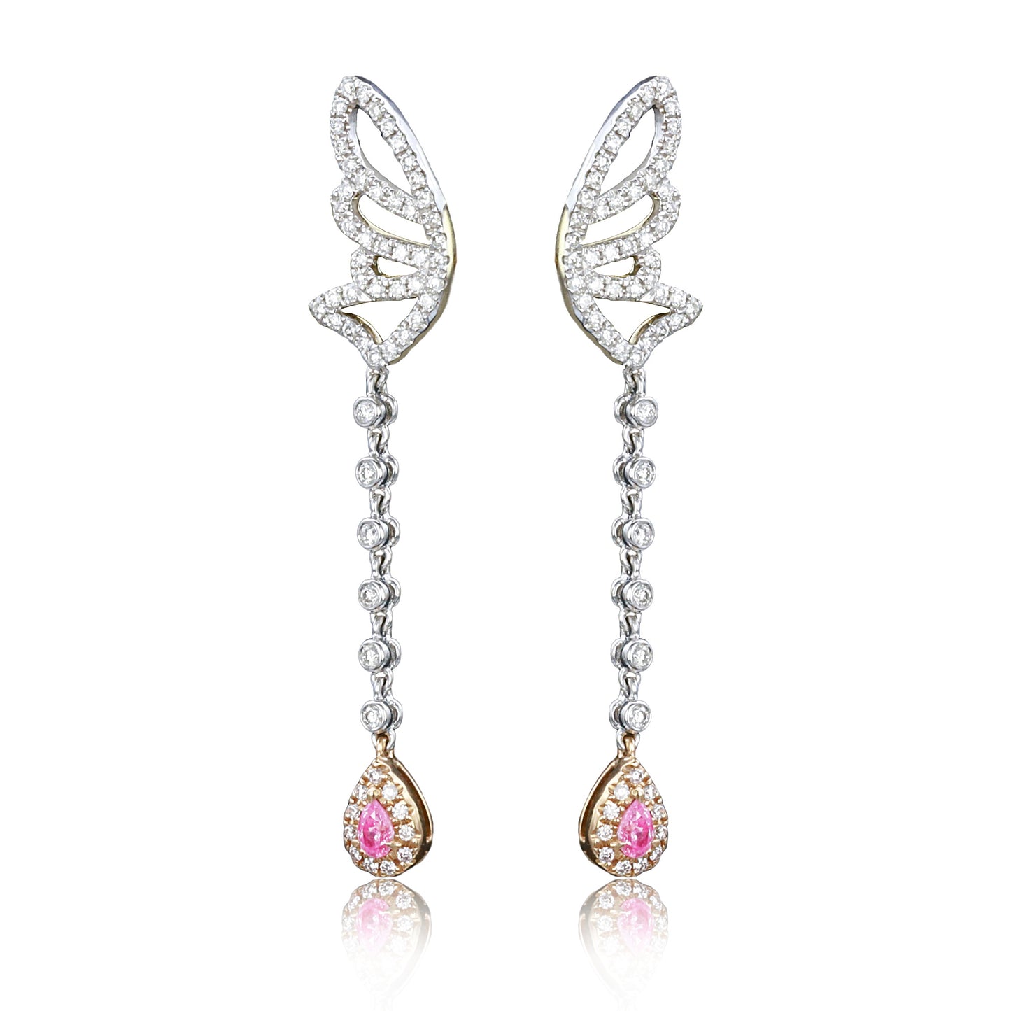 14k/18k gold 0.66 ctw fancy diamond & diamond dangle&drop earrings