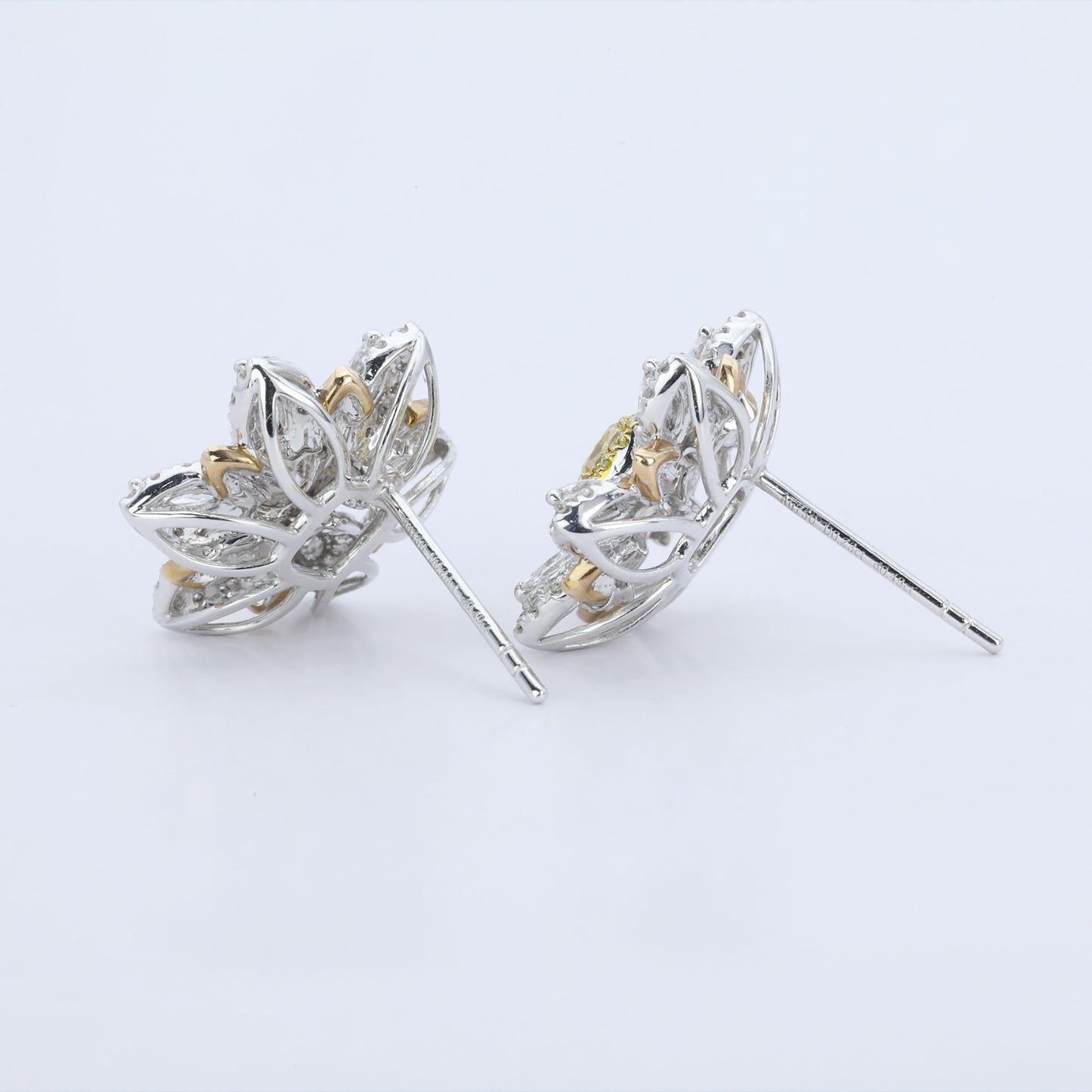 14k/18k gold 1.44 ctw natural yellow diamond & diamond stud earrings