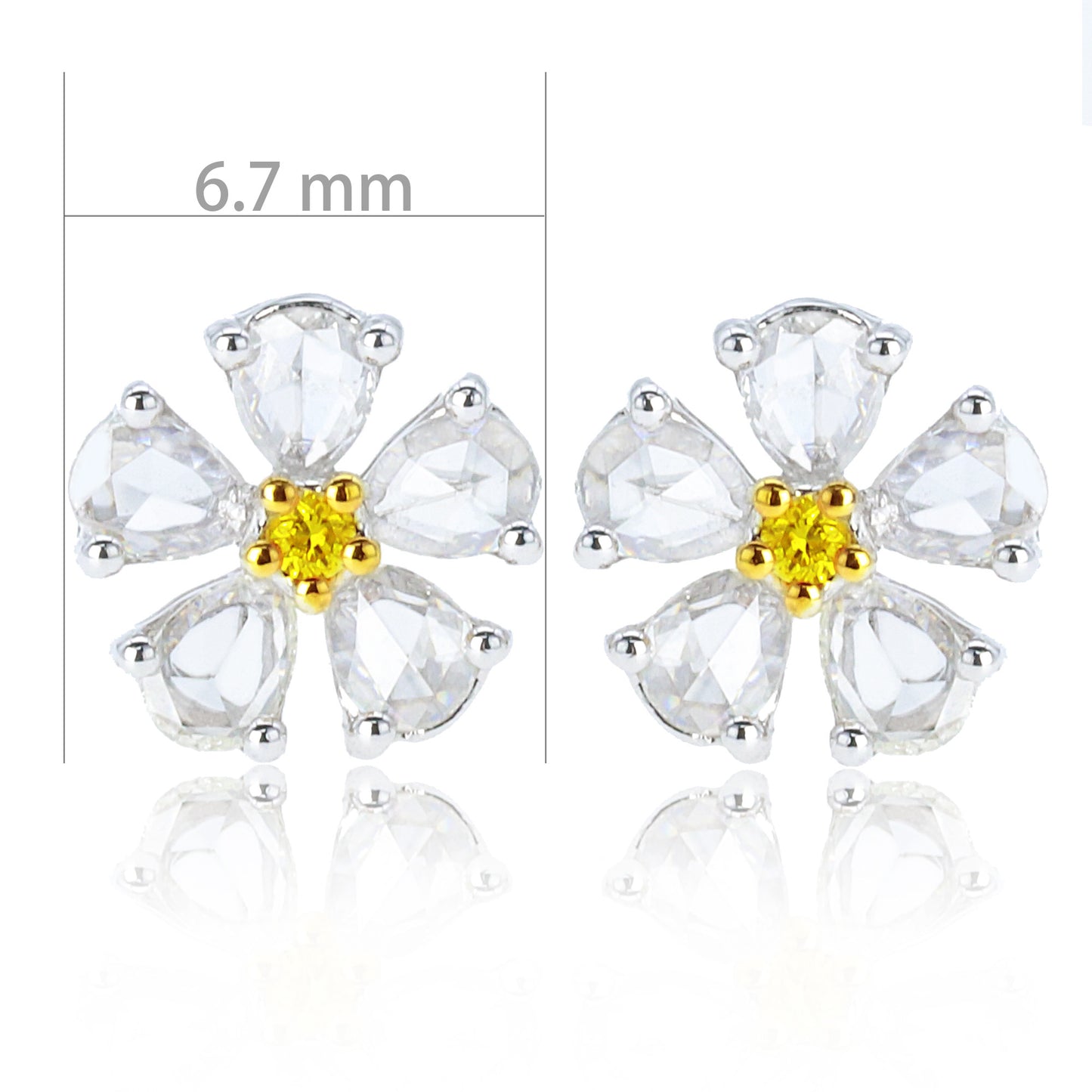 14k/18k gold 0.97 ctw yellow diamond&diamond stud earrings