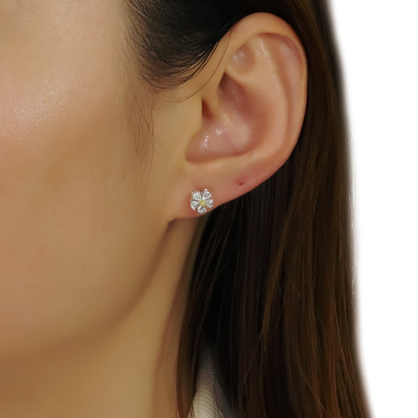 14k/18k gold 0.97 ctw yellow diamond&diamond stud earrings