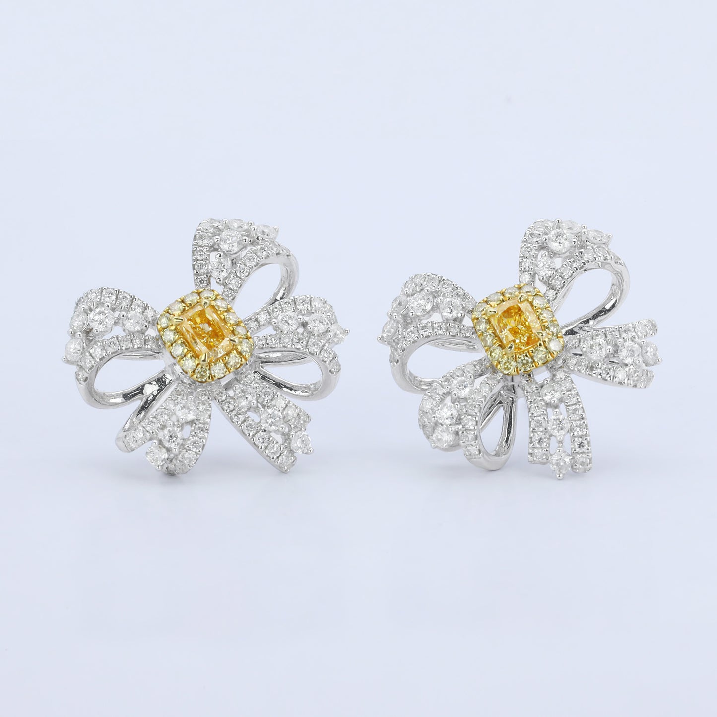 14k/18k gold 1.24 ctw natural yellow diamond & diamond stud earrings