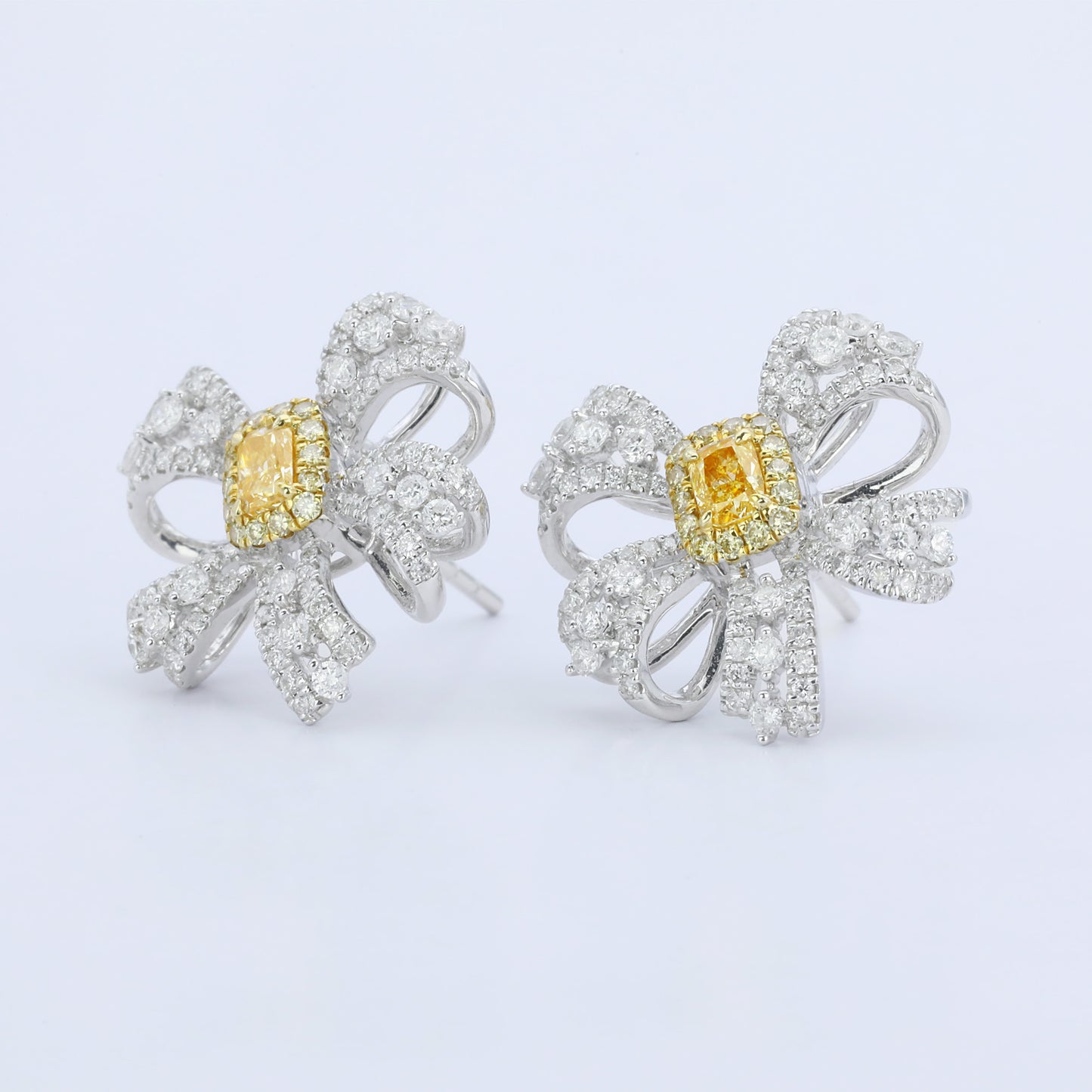 14k/18k gold 1.24 ctw natural yellow diamond & diamond stud earrings
