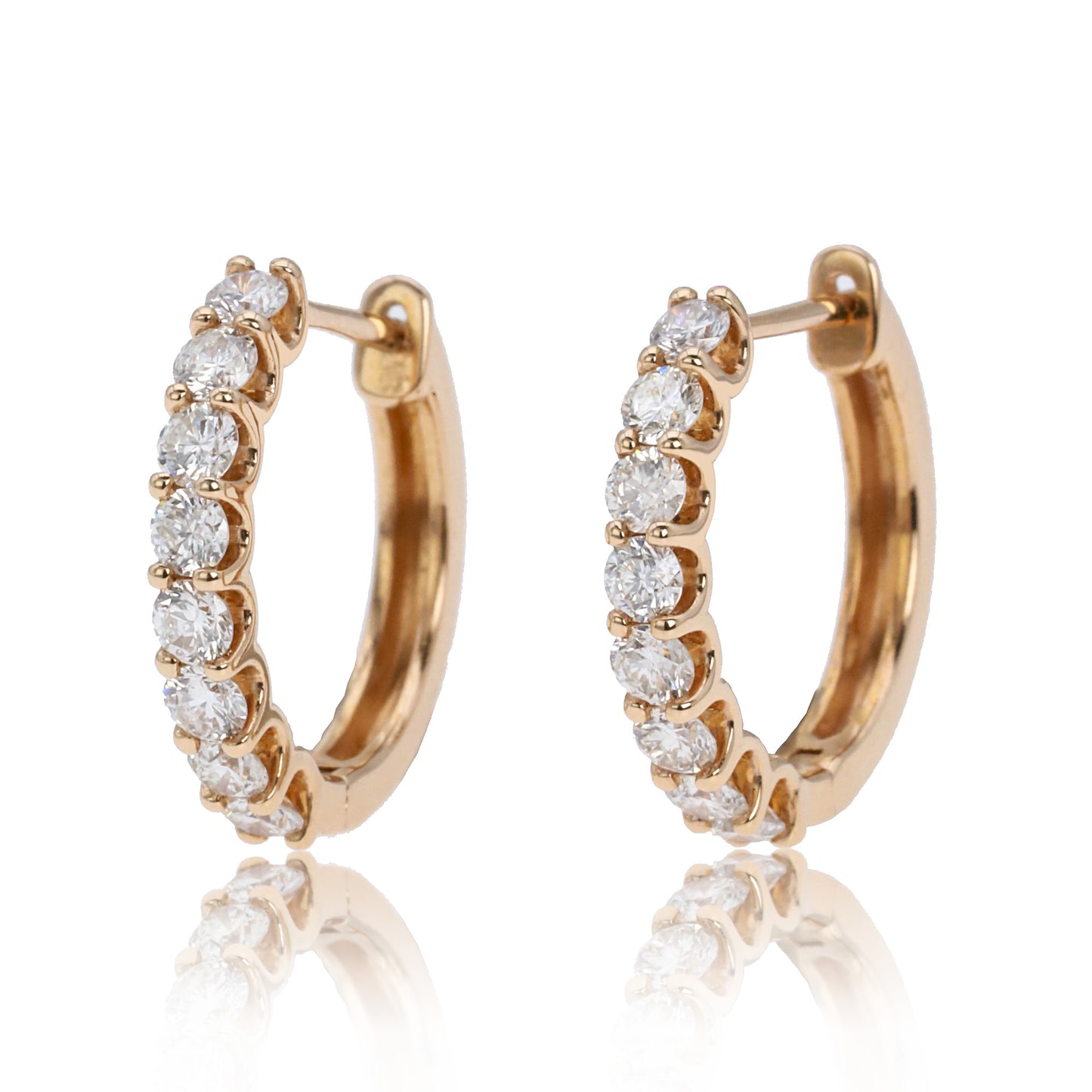 14k/18k rose gold 0.46 ctw h diamond hoop earrings