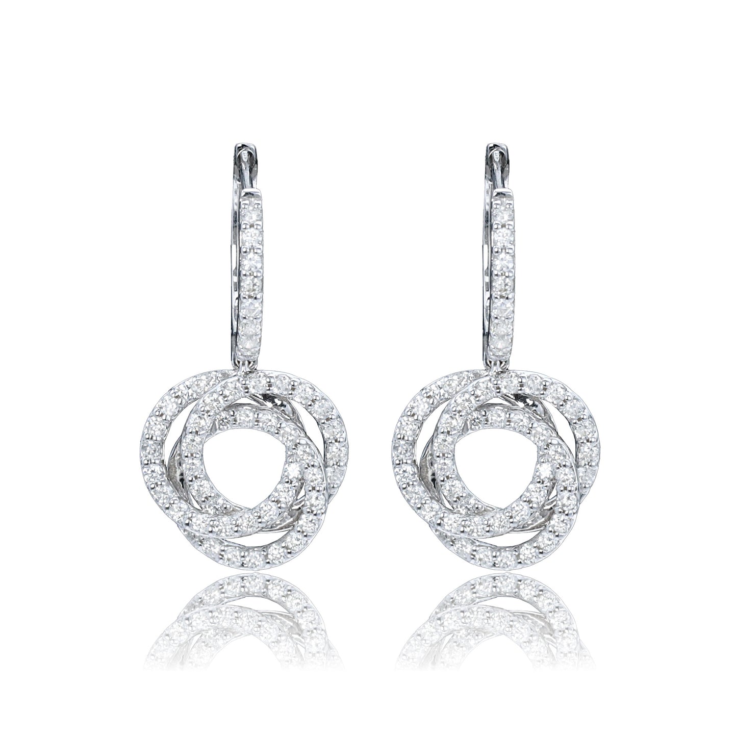 14k/18k white gold 0.64 ctw h vs dangle&drop diamond earrings
