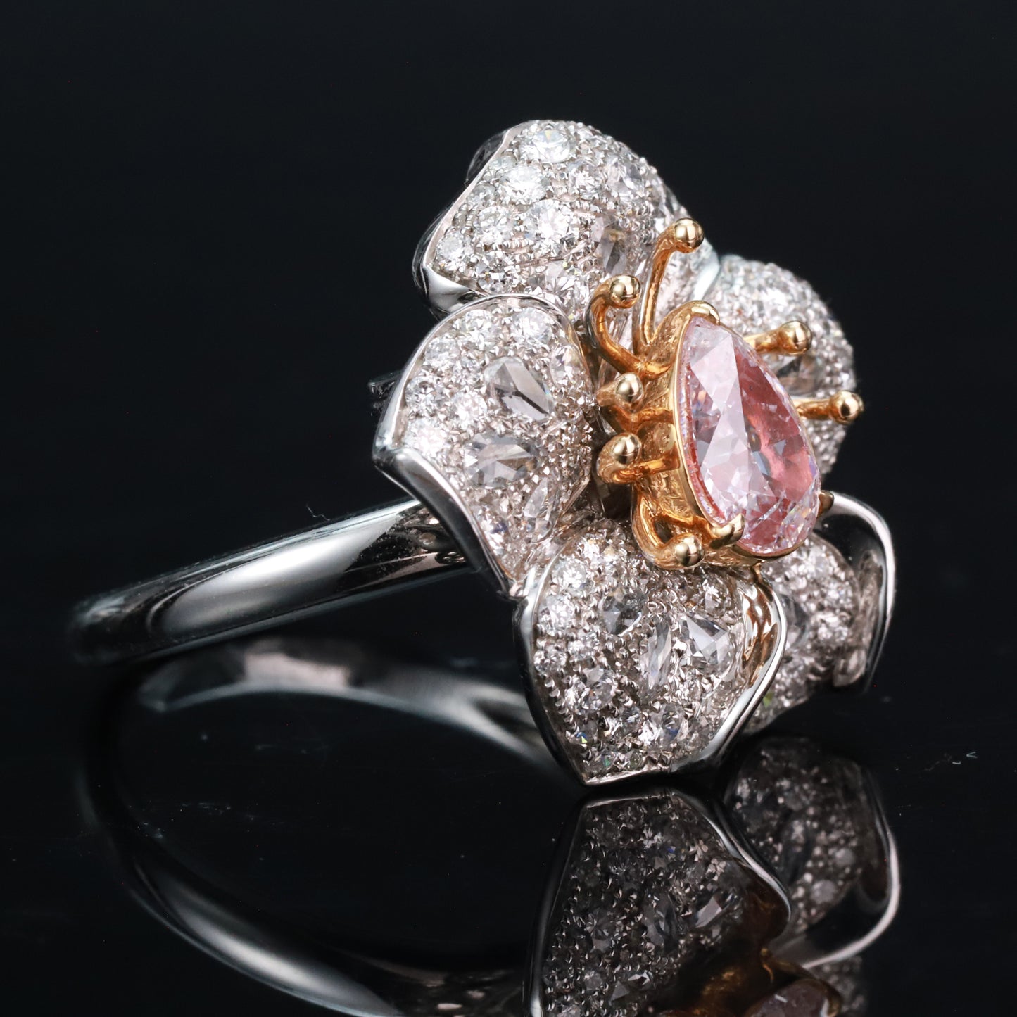 gia ccertificated 14k gold 2.00 ctw natural fancy pink diamond & diamond ring