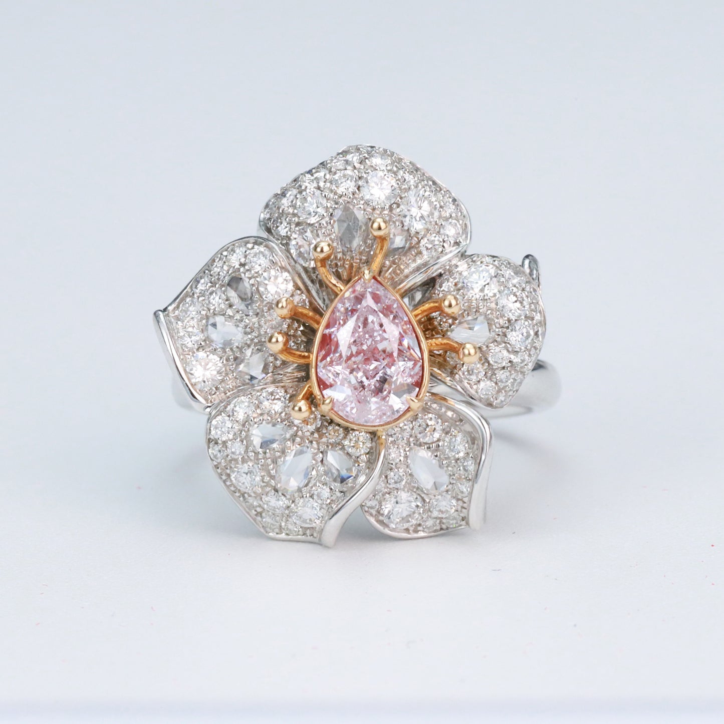 gia ccertificated 14k gold 2.00 ctw natural fancy pink diamond & diamond ring