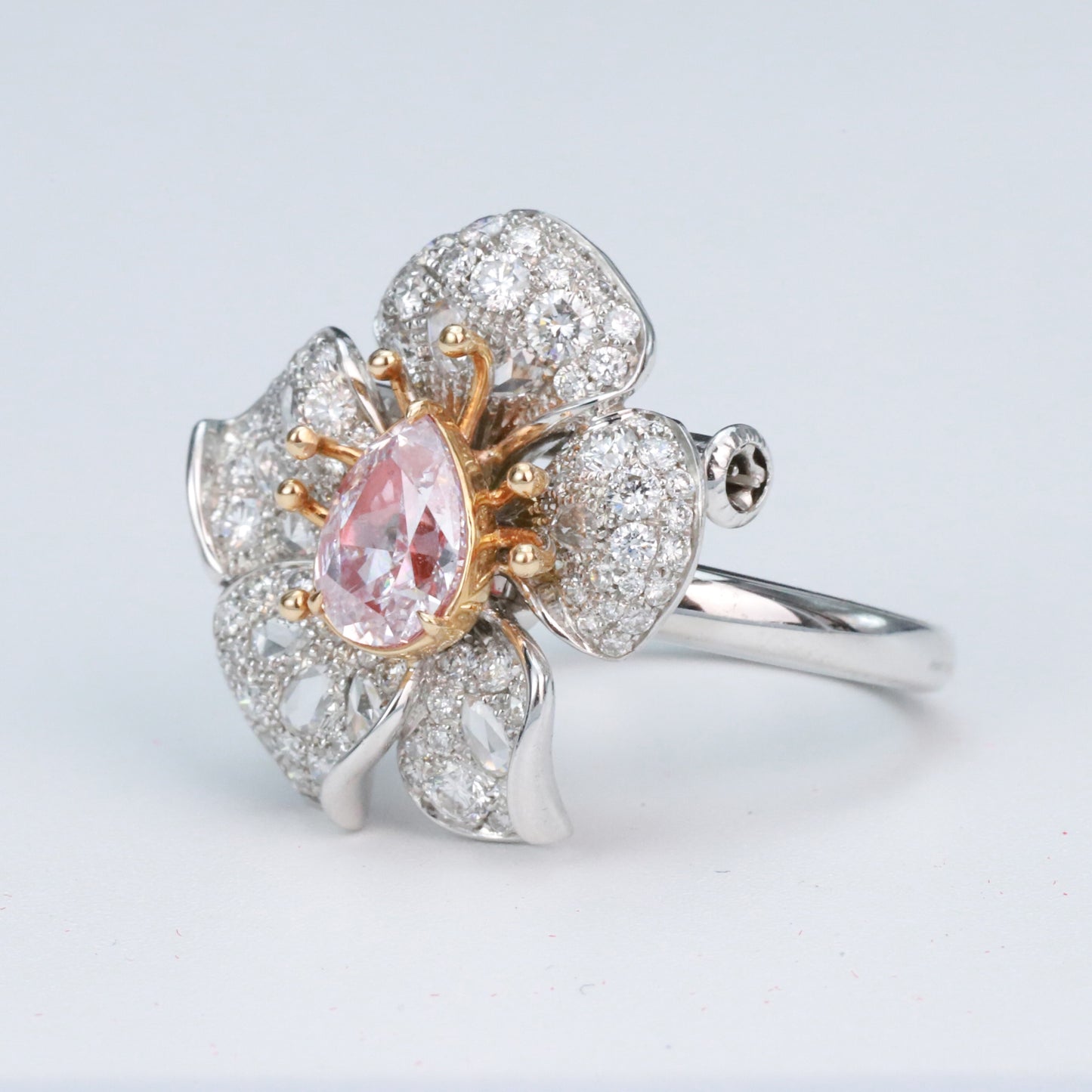 gia ccertificated 14k gold 2.00 ctw natural fancy pink diamond & diamond ring