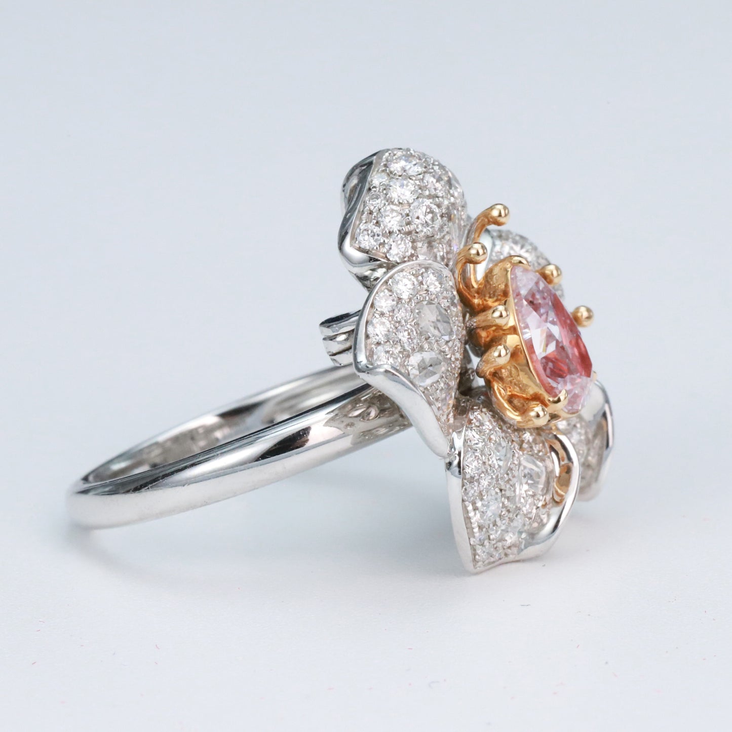 gia ccertificated 14k gold 2.00 ctw natural fancy pink diamond & diamond ring