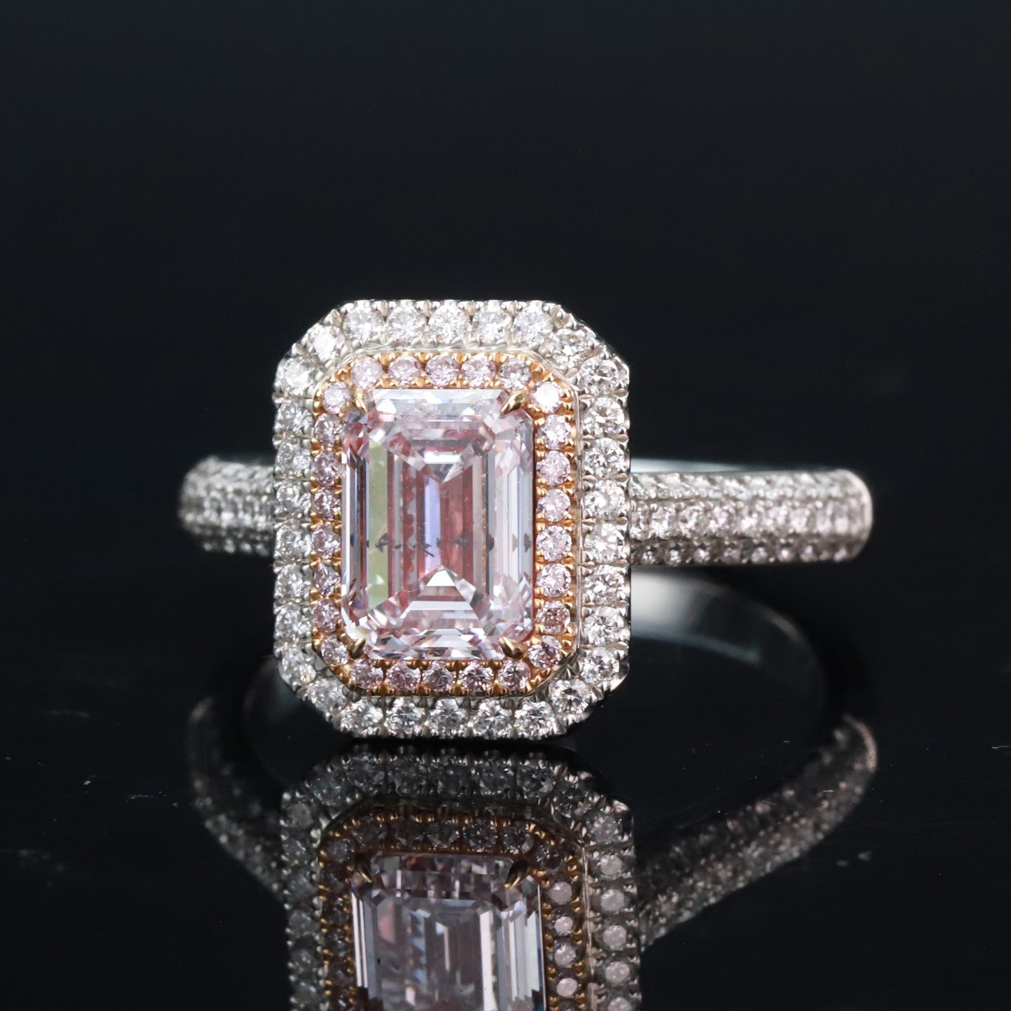 gia certificated 14k gold 2.06 ctw natural fancy pink diamond & diamond ring