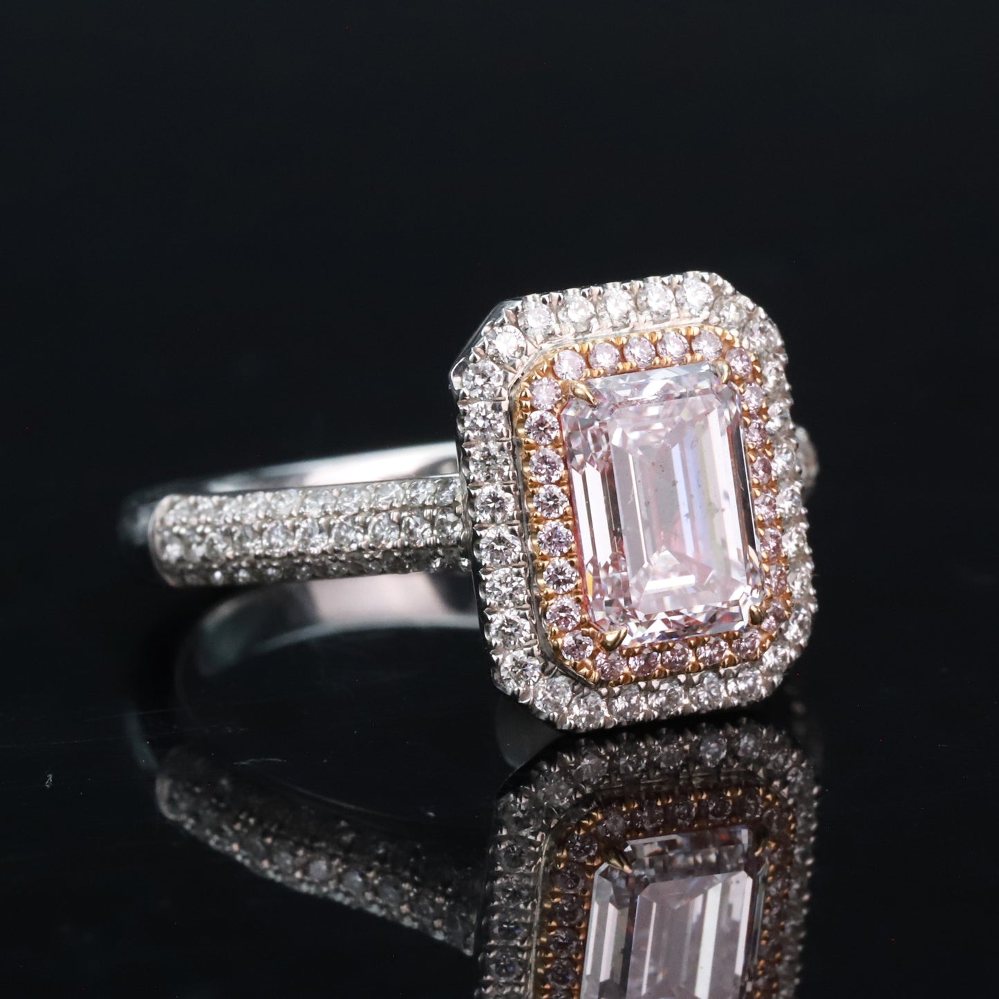 gia certificated 14k gold 2.06 ctw natural fancy pink diamond & diamond ring