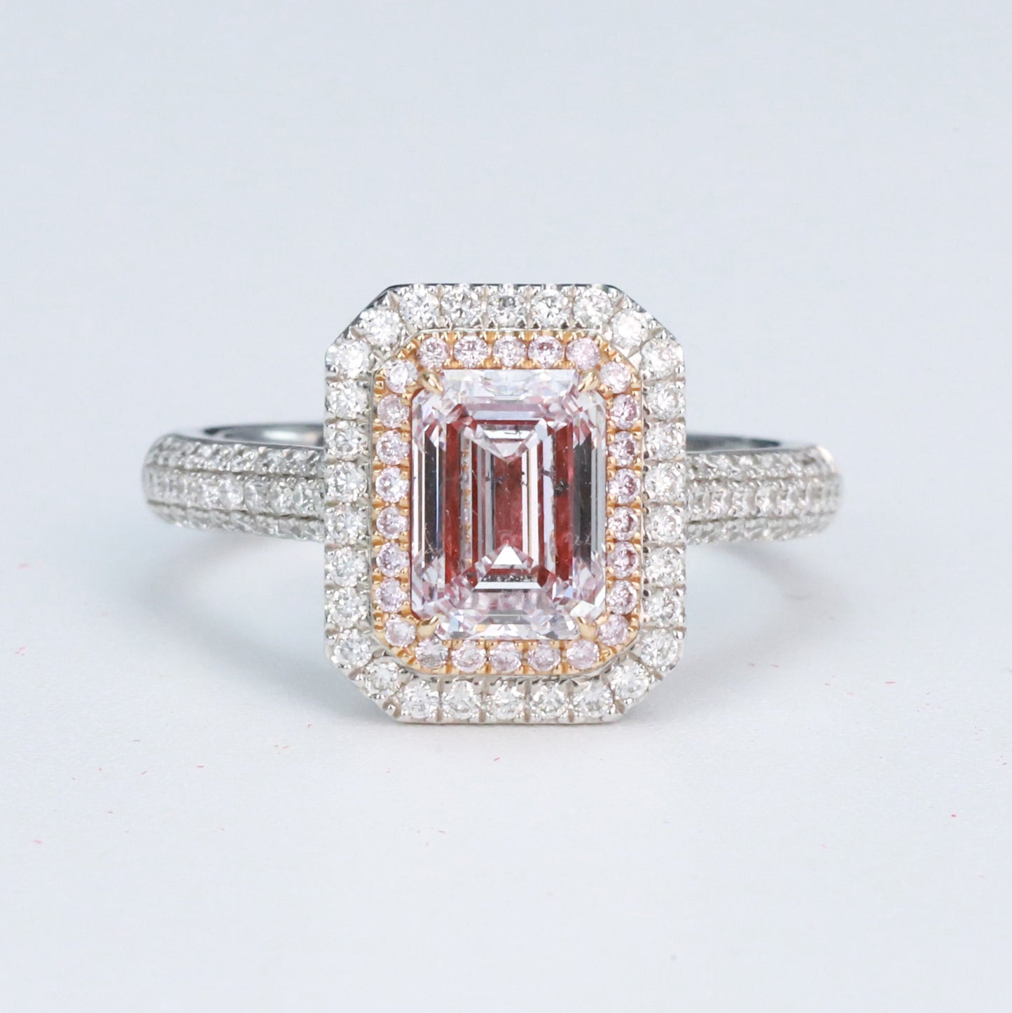 gia certificated 14k gold 2.06 ctw natural fancy pink diamond & diamond ring