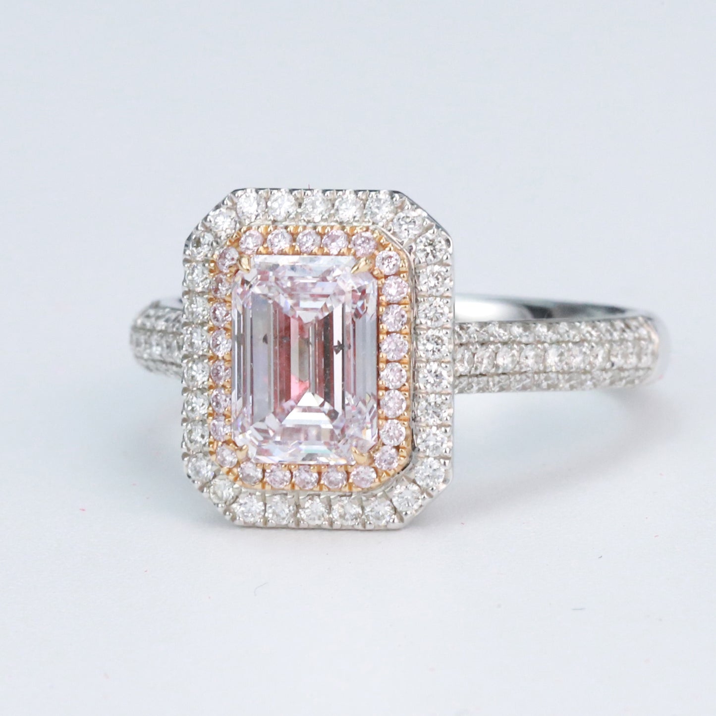 gia certificated 14k gold 2.06 ctw natural fancy pink diamond & diamond ring