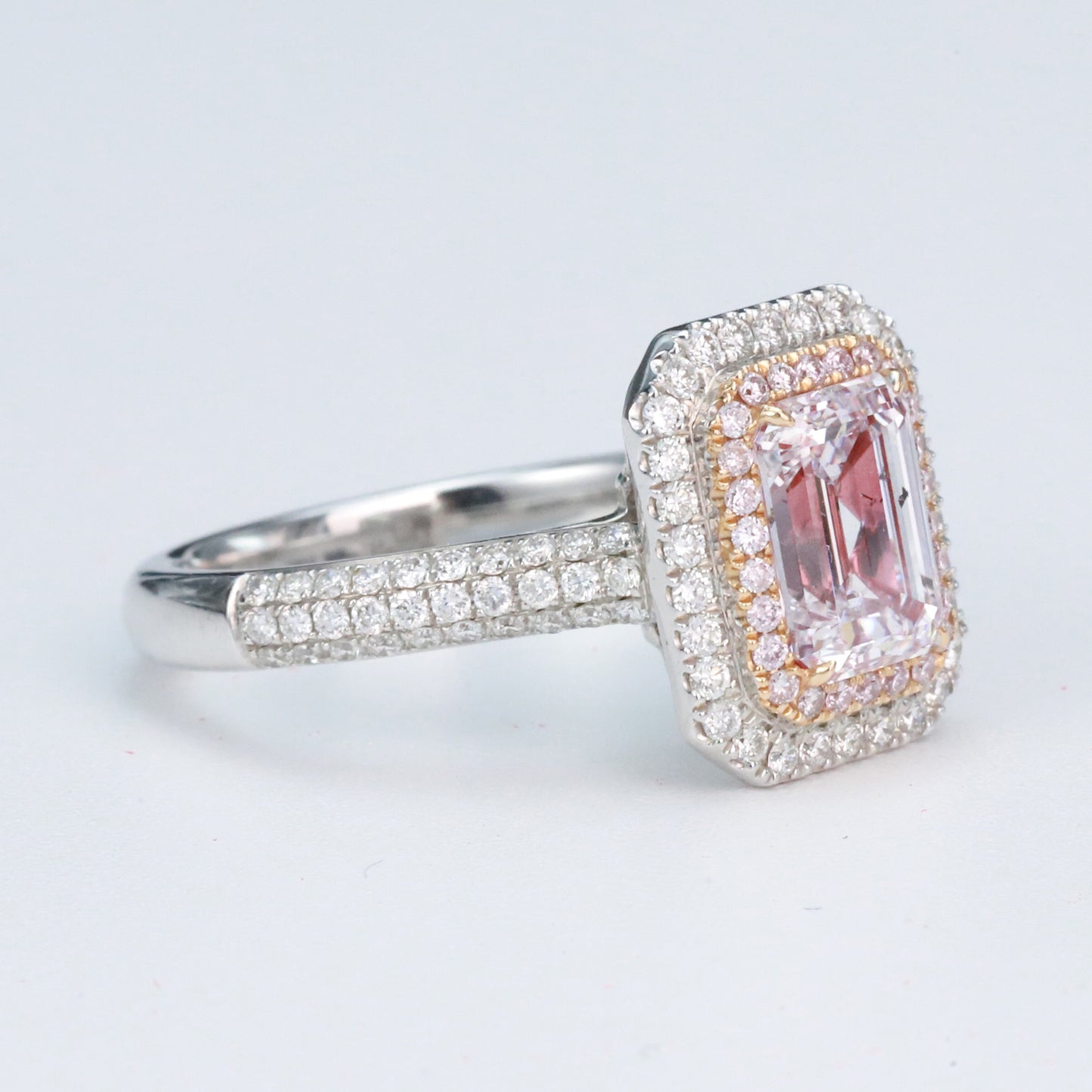 gia certificated 14k gold 2.06 ctw natural fancy pink diamond & diamond ring