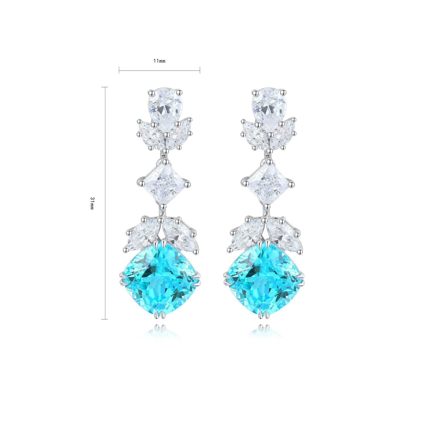 s925 sterling silver lab paraiba/ruby/sapphire/emerald/cobalt spinel & cz diamond earrings