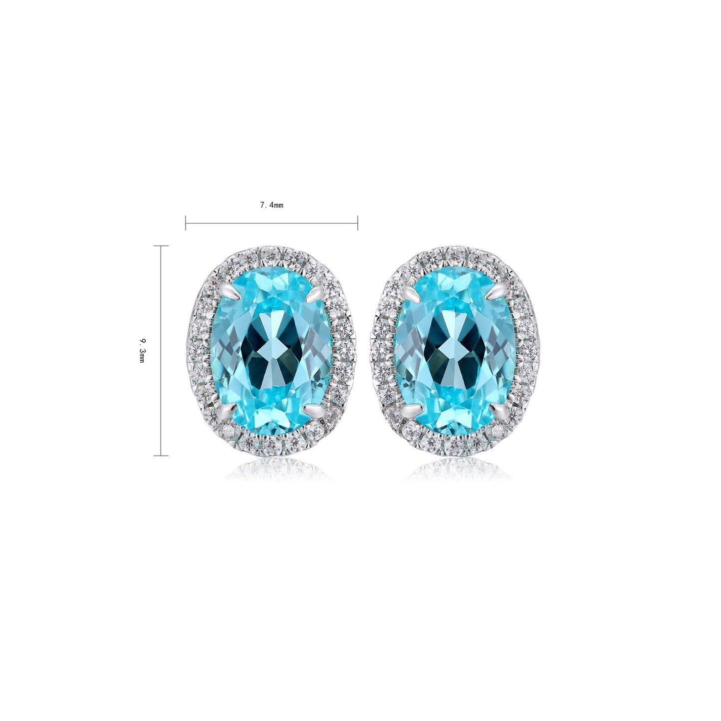 s925 sterling silver lab paraiba/ruby/sapphire/emerald & cz diamond stud earrings