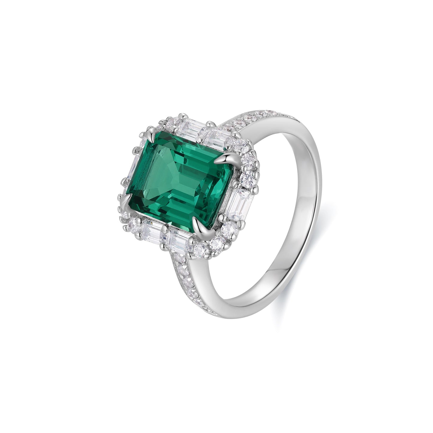 s925 sterling silver lab emerald/ruby/sapphire/paraiba & cz diamond ring