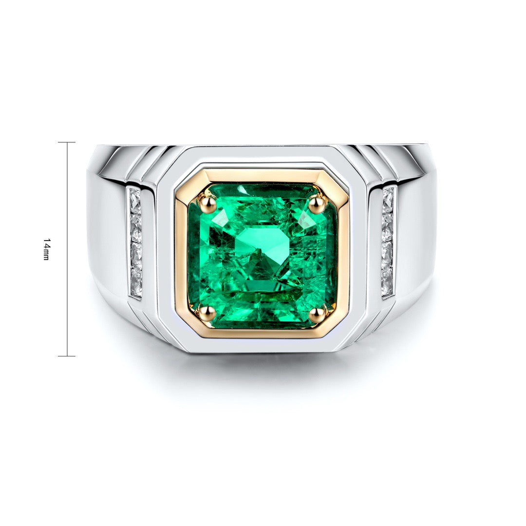 emerald may birthstone ring – solitaire emerald engagement ring – s925 sterling silver gemstone ring – baguette emerald statement jewelry