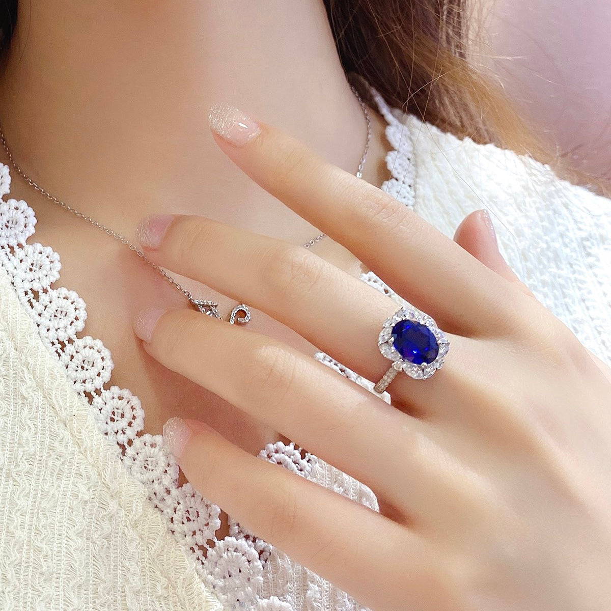 s925 sterling silver lab emerald/sapphire/ruby/paraiba/cobalt spinel & cz diamond ring