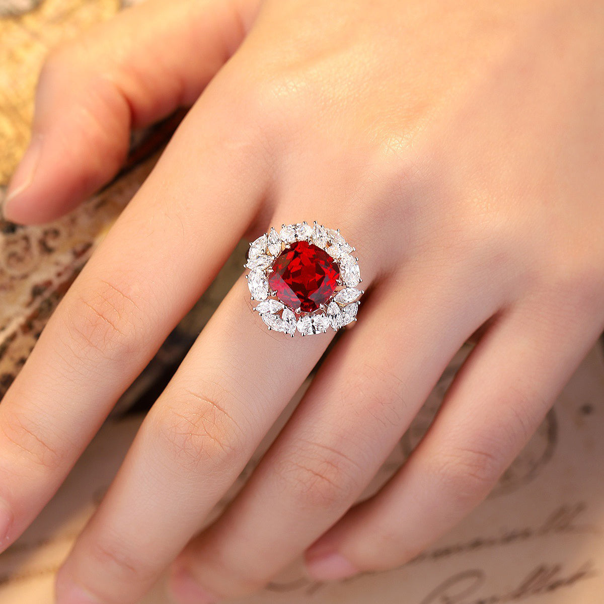 s925 sterling silver lab paraiba/ruby/sapphire/emerald & cz diamond ring
