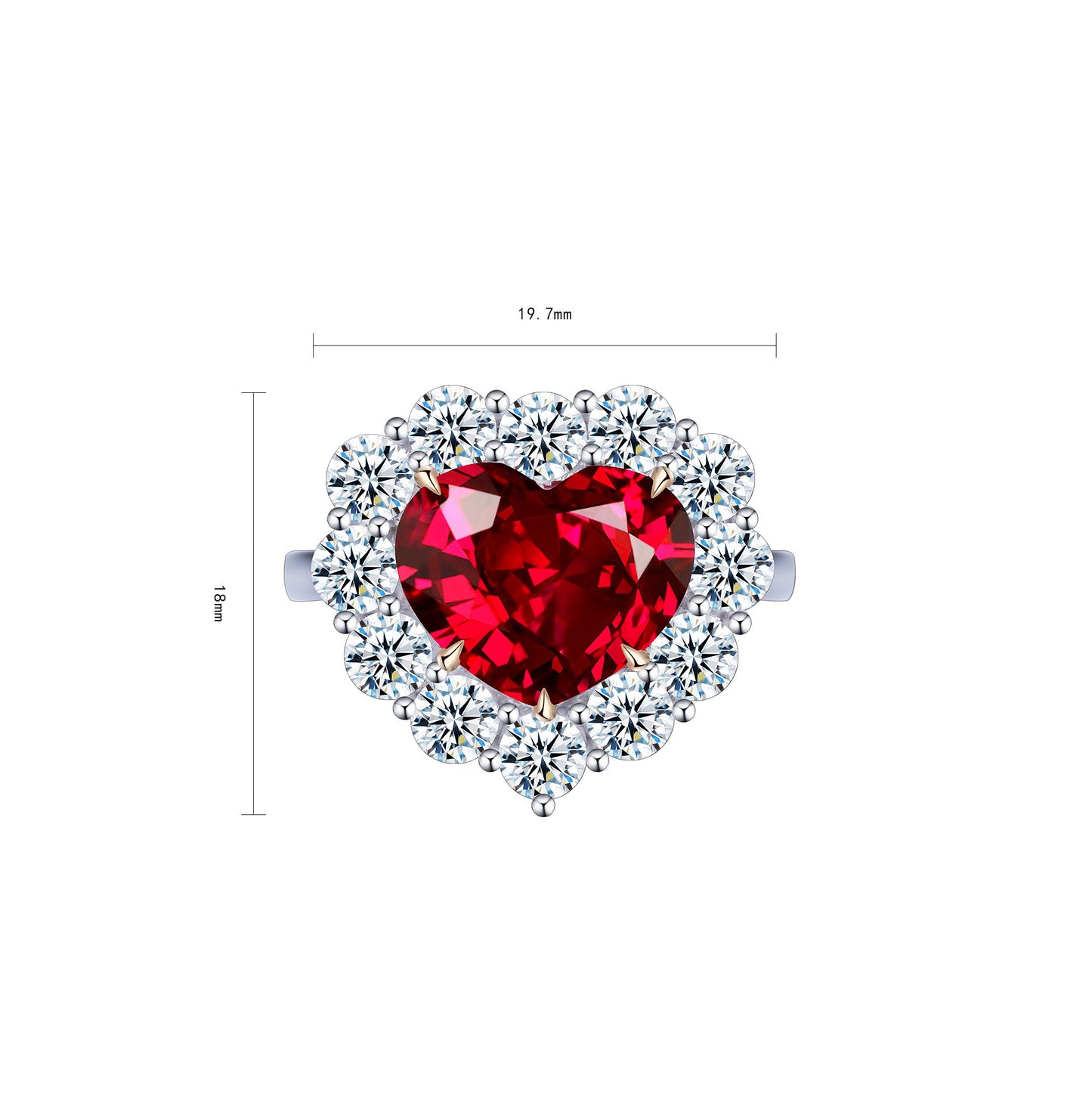 halo heart ring,ruby heart ring,july birthstone silver ring,gemstone ruby ring s925 sterling silver,statement heart cocktail ring