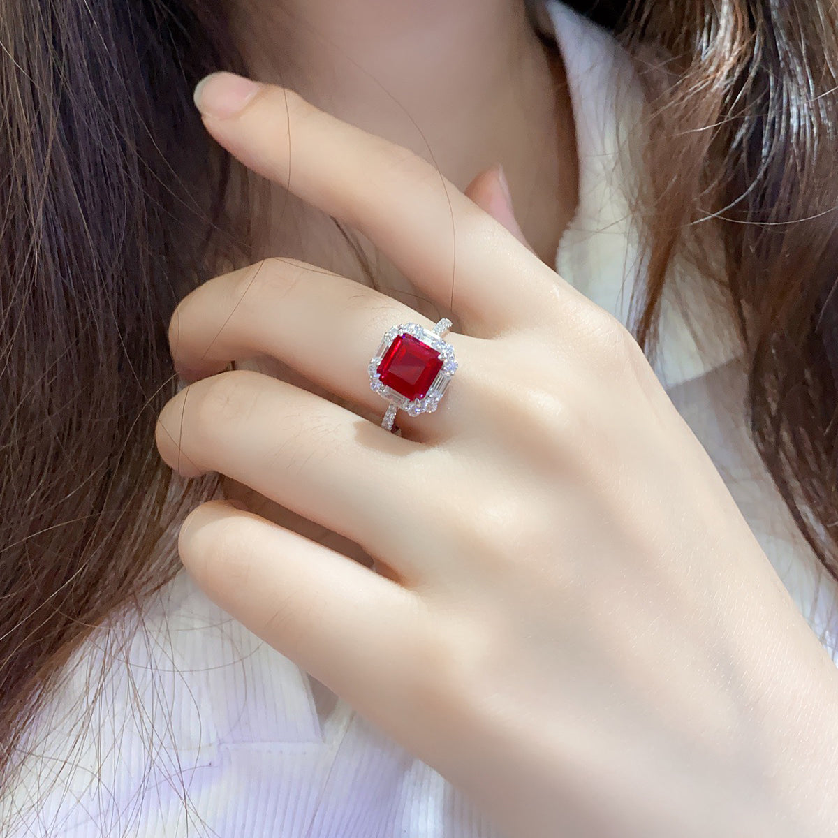 s925 sterling silver lab paraiba/ruby/sapphire/emerald/cobalt spinel & cz diamond ring