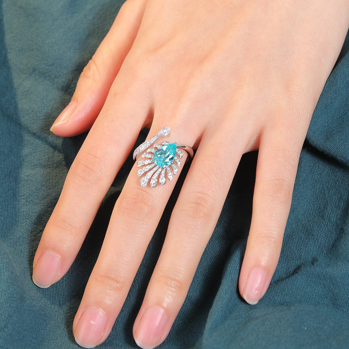s925 sterling silver lab sapphire/ruby/paraiba/cobalt spinel/emerald & cz diamond ring