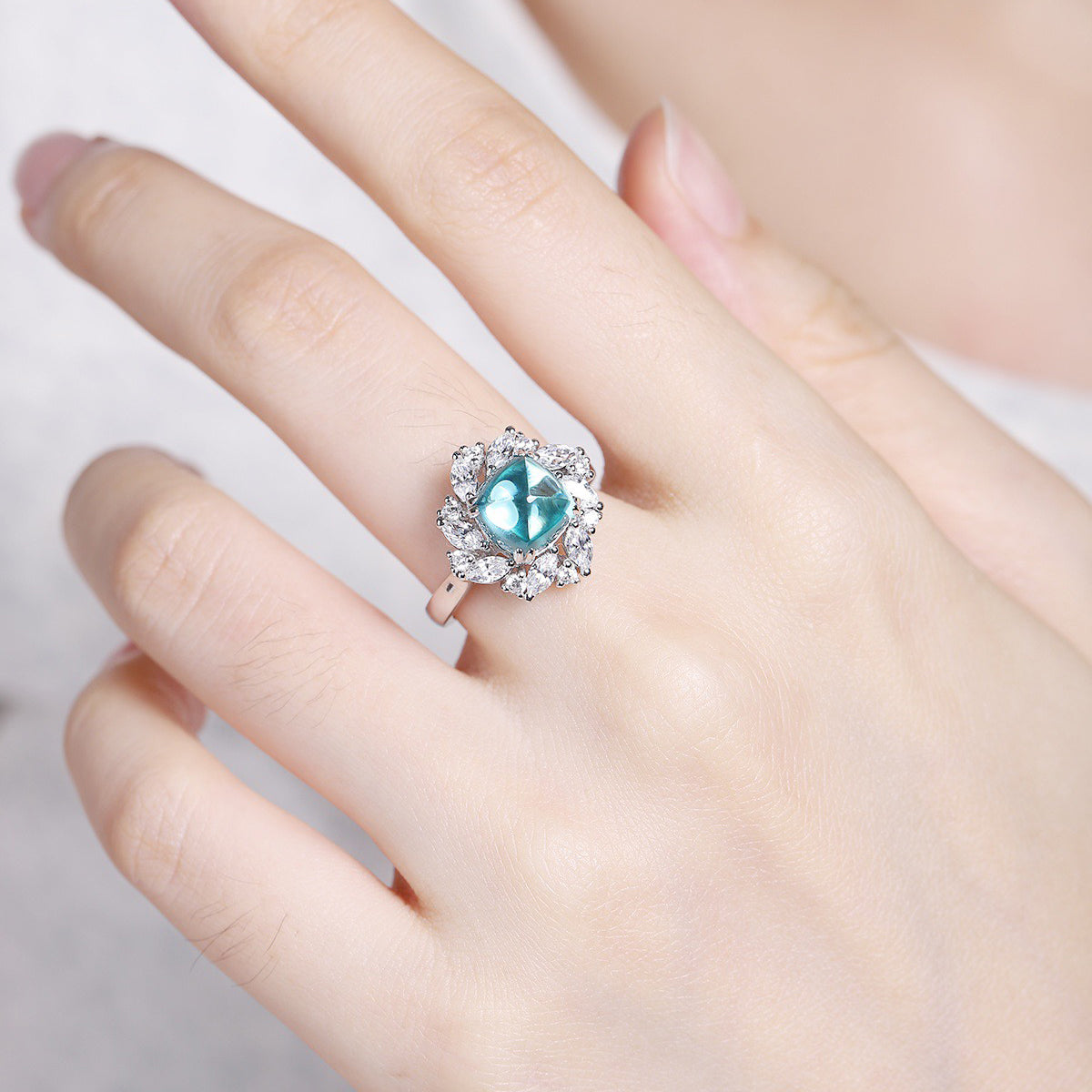 s925 sterling silver lab ruby/emerald/sapphire/paraiba & cz diamond ring