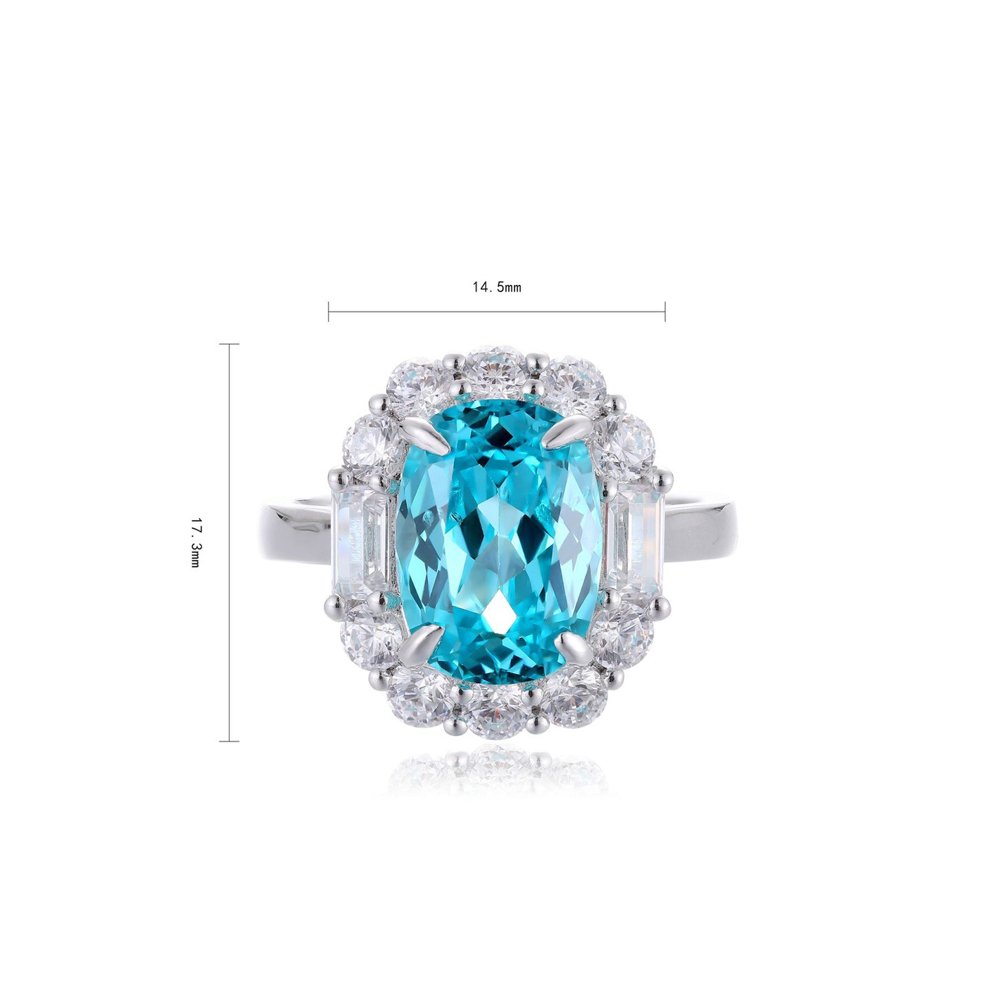 s925 sterling silver lab paraiba/sapphire/emerald/ruby & cz diamond ring