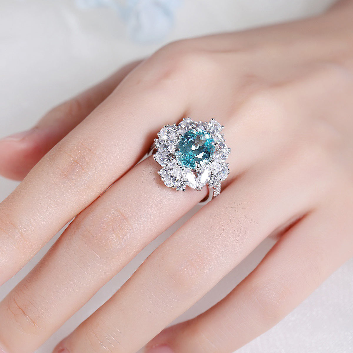 s925 sterling silver lab ruby/sapphire/emerald/paraiba/cobalt spinel & cz diamond ring