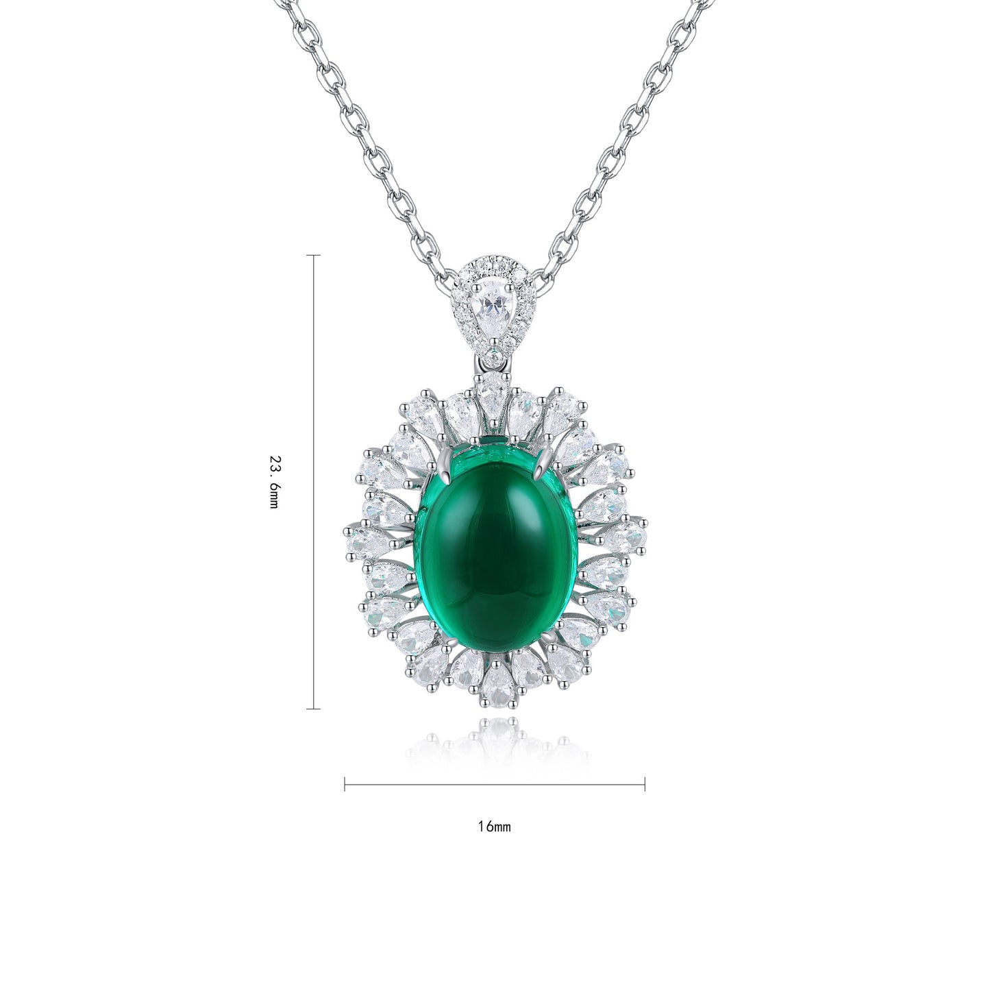 s925 sterling silver lab ruby/sapphire/emerald & cz diamond necklace