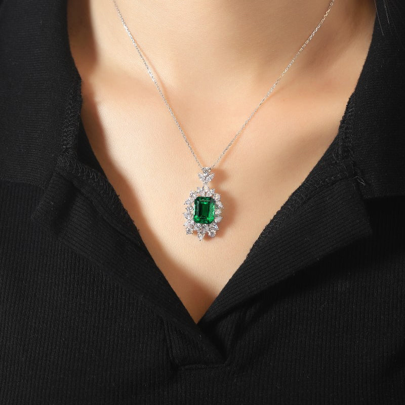 s925 sterling silver lab sapphire/ruby/emerald & cz diamond necklace