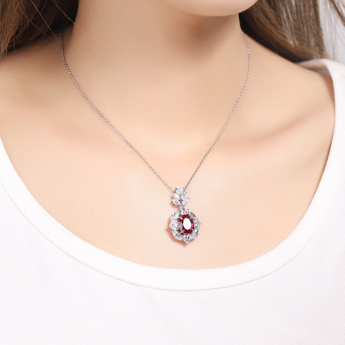 s925 sterling silver lab sapphire/ruby/emerald/paraiba/cobalt spinel & cz diamond necklace