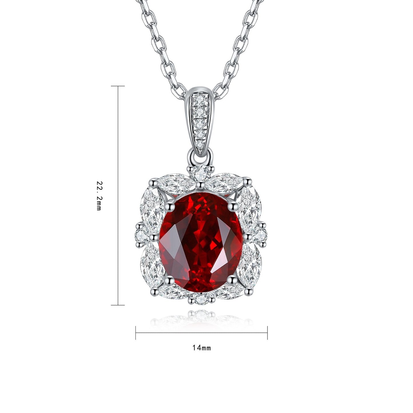 s925 sterling silver lab ruby/sapphire/emerald/paraiba/cobalt spinel & cz diamond necklace