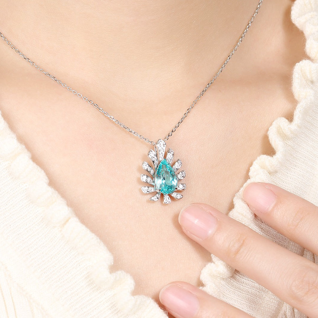 s925 sterling silver lab ruby/sapphire/emerald/paraiba/cobalt spinel & cz diamond necklace